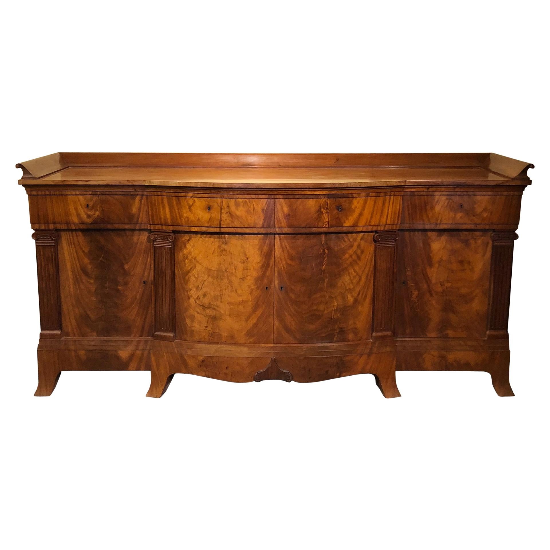 Sideboard buffet Light Mahogany Bow Front , 20th Century (large) For Sale