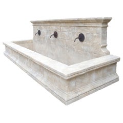 Monumental Limestone 3-Spout Wall Fountain from Provence, France, 158 inches