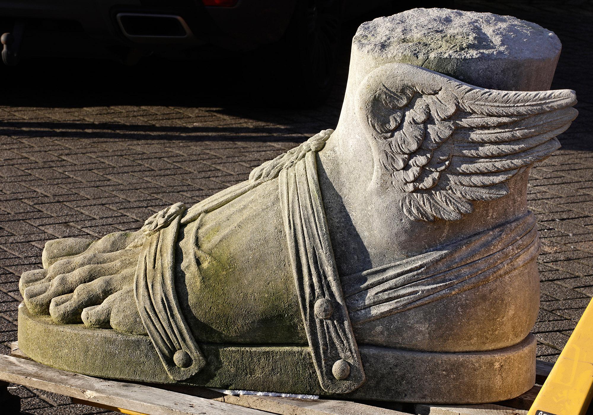 20th Century Monumental Limestone Hermes Foot - Roman Style For Sale