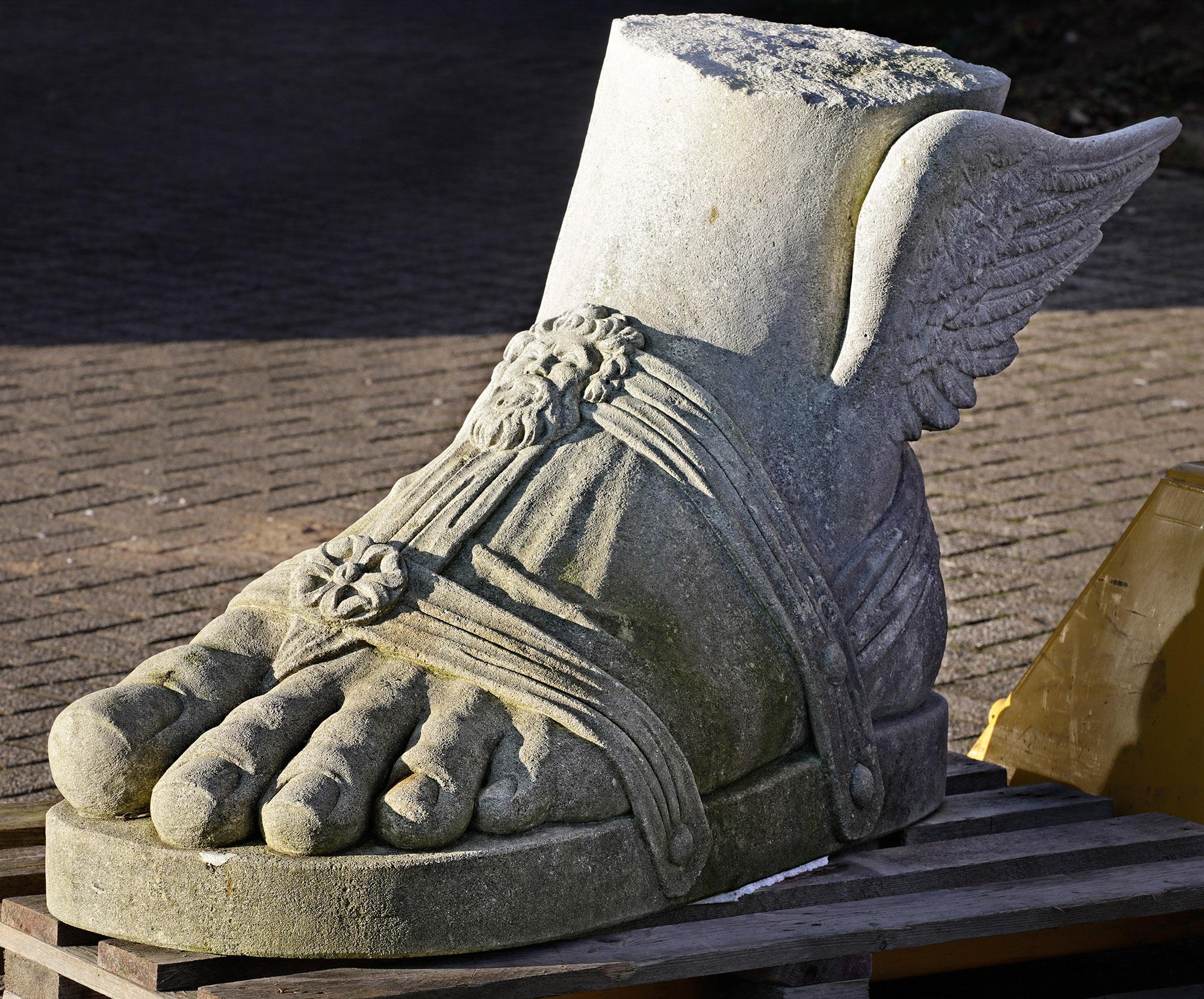 Monumental Limestone Hermes Foot - Roman Style For Sale 1