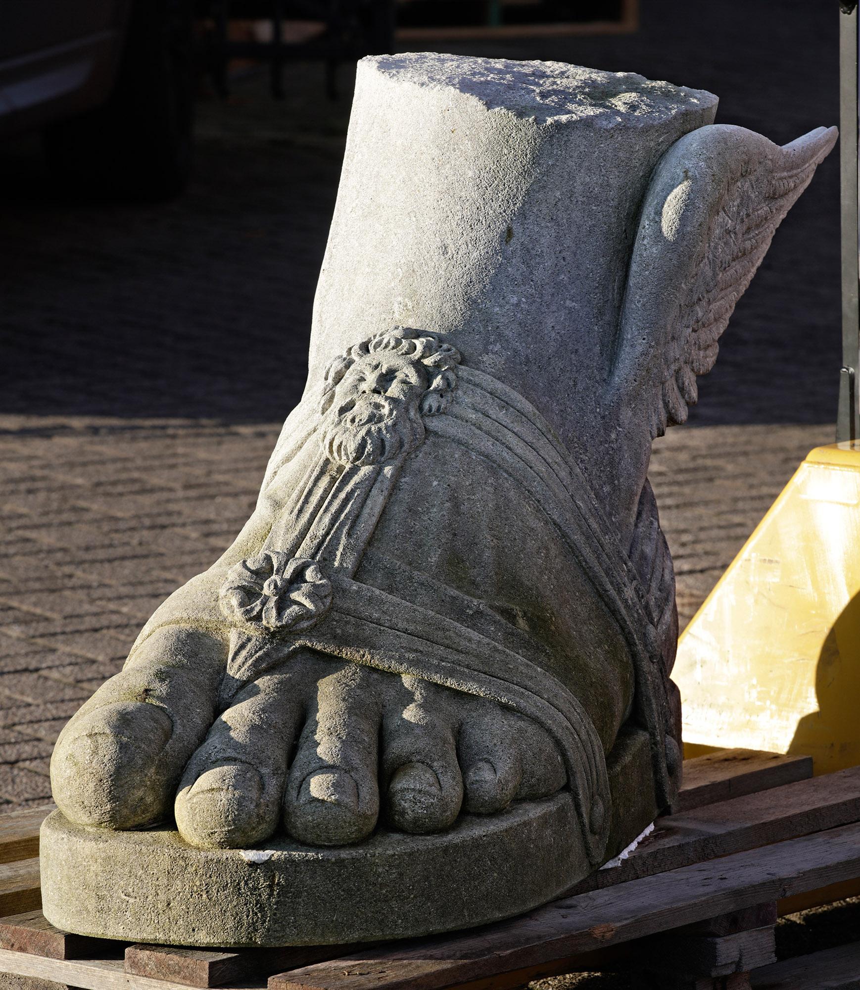 Monumental Limestone Hermes Foot - Roman Style For Sale 2