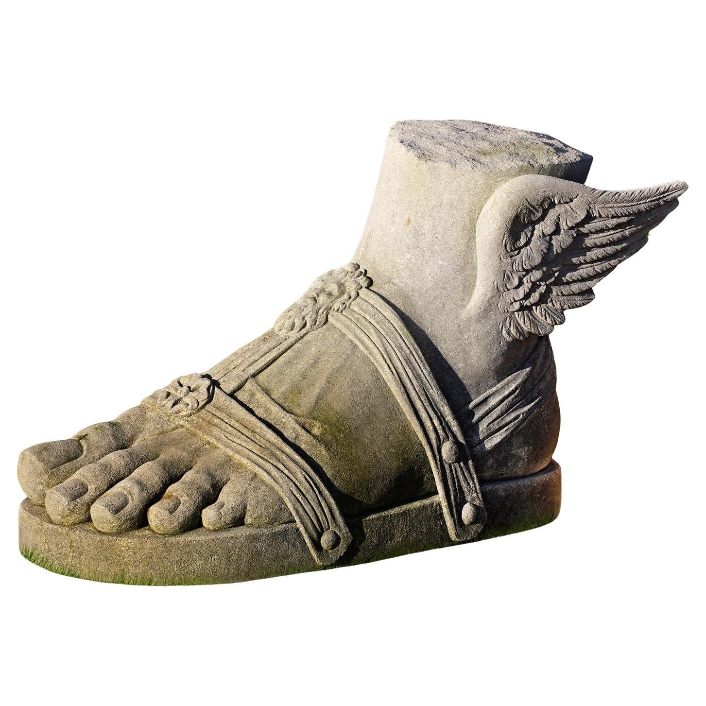 Monumental Limestone Hermes Foot - Roman Style For Sale