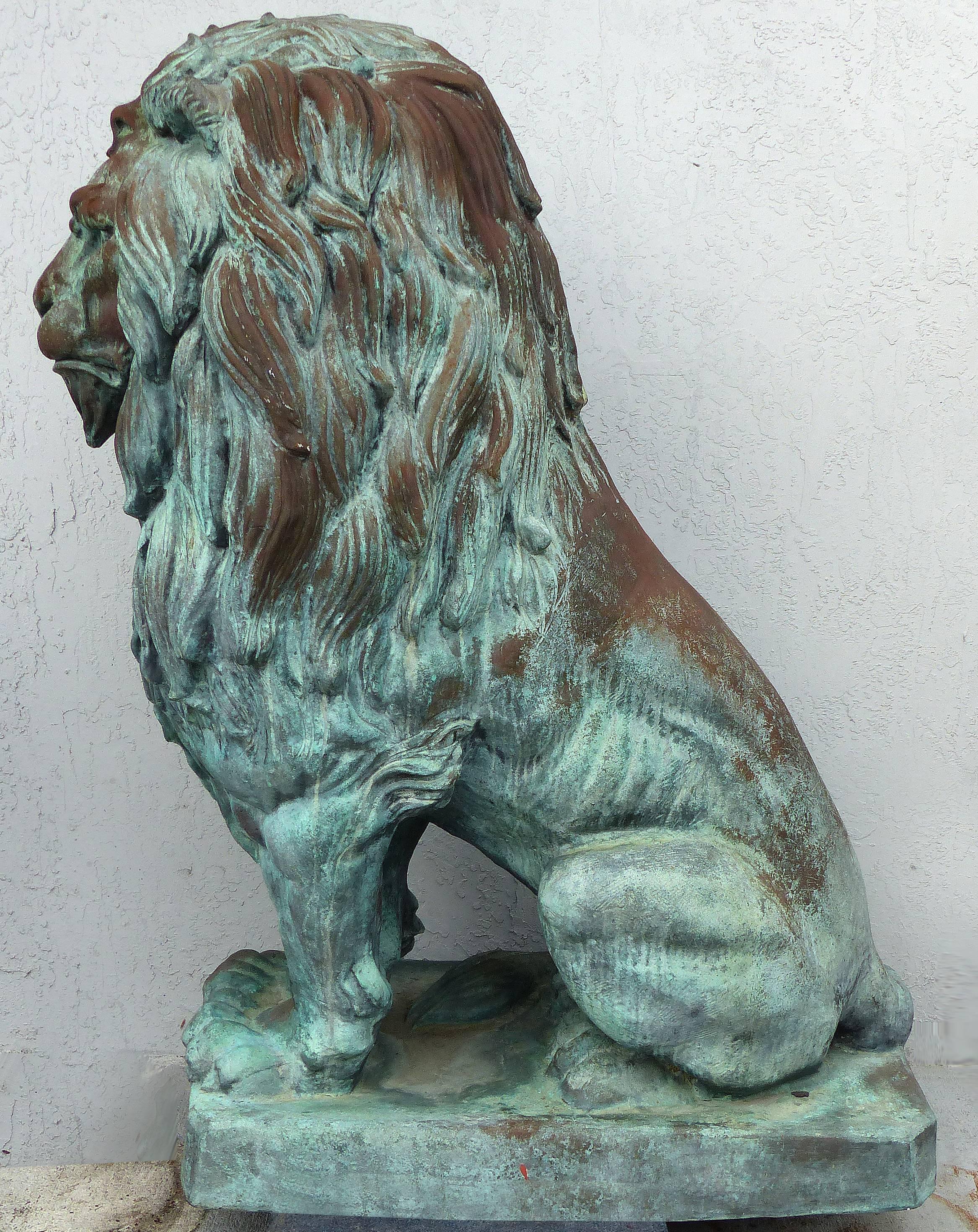 American Monumental Bronze Lion Statues After A. Barye