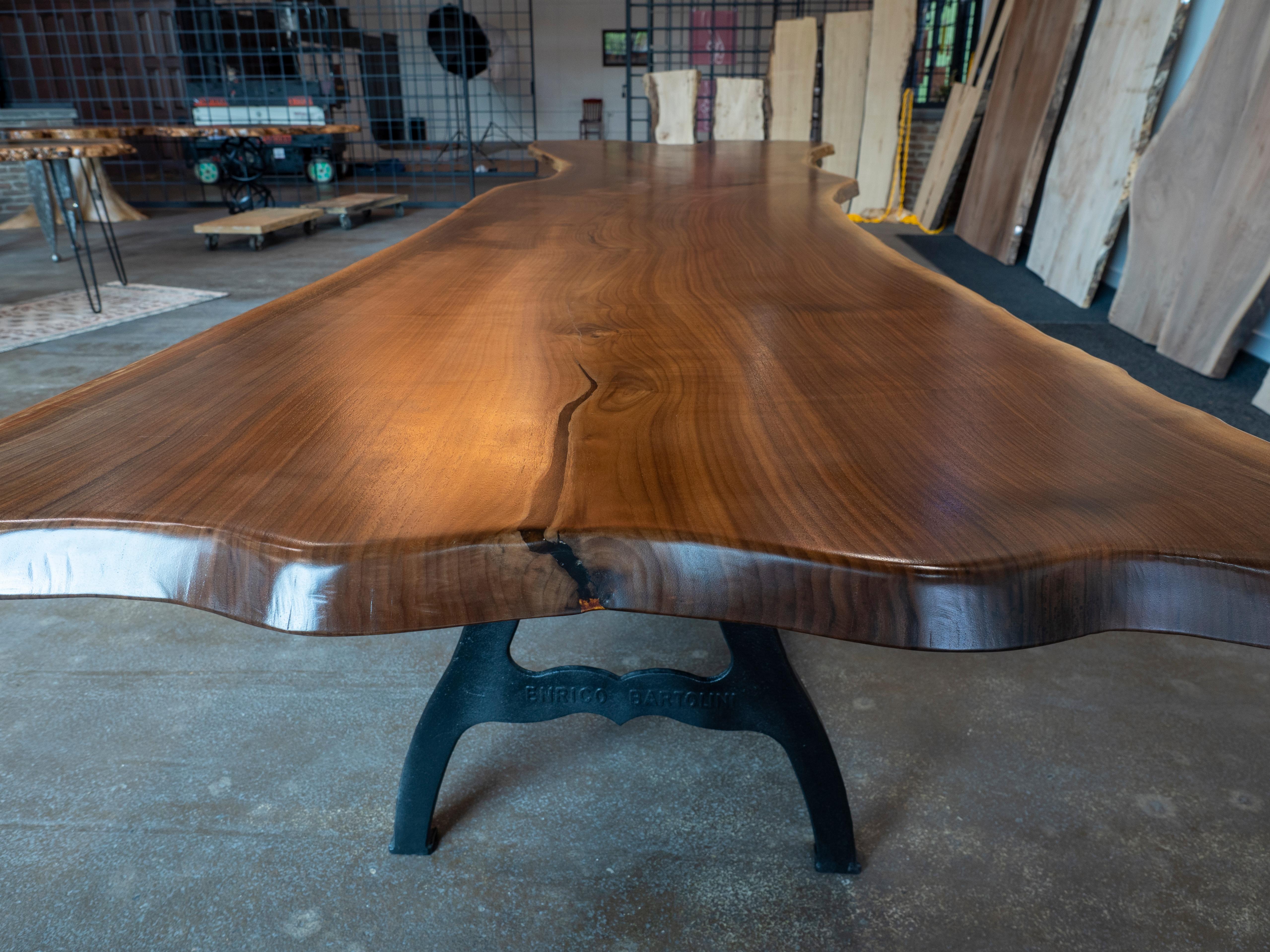 American Monumental Live Edge Walnut Table by Enrico Bartolini For Sale