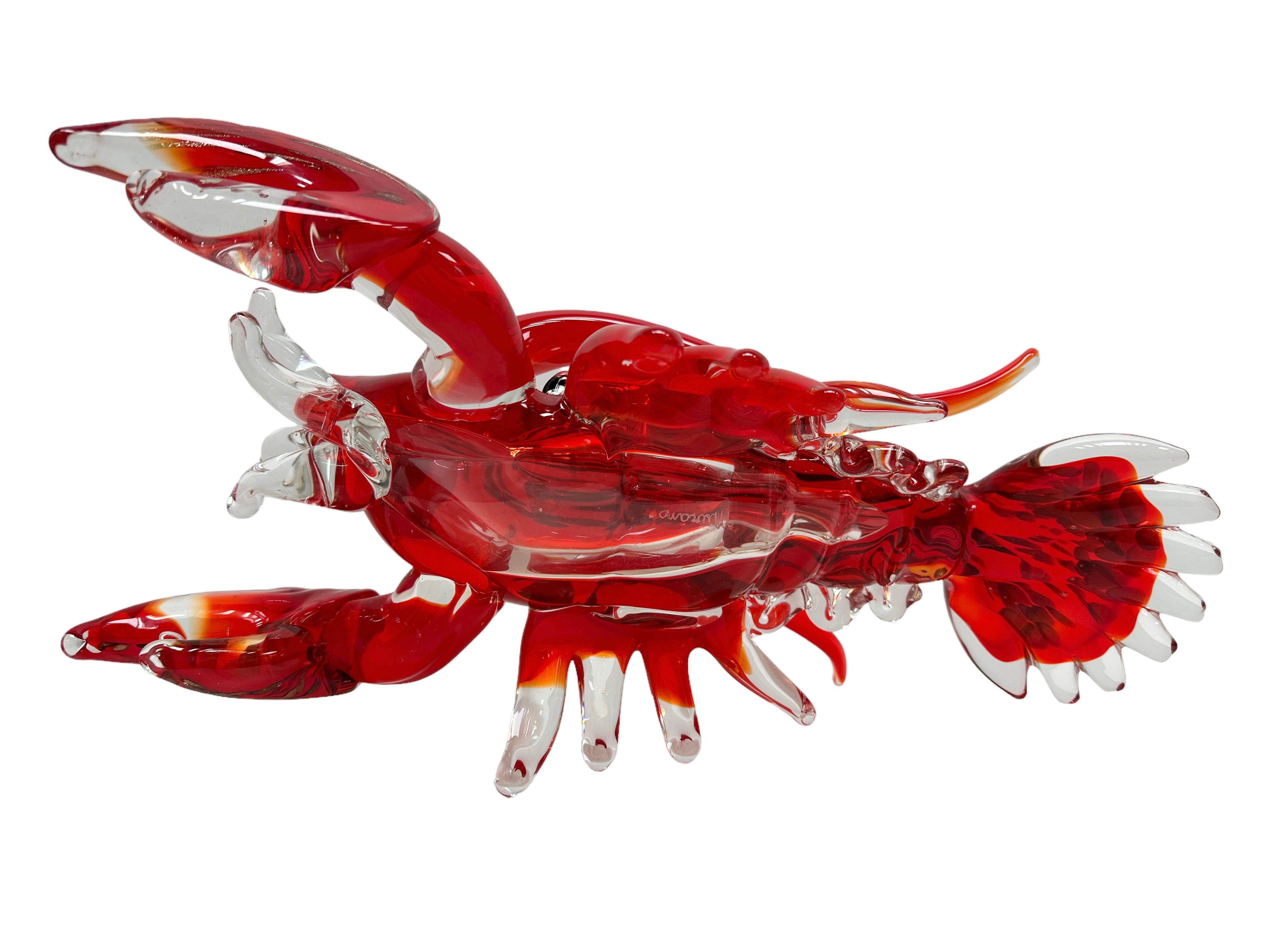 Late 20th Century Monumental Lobster Sculpture Murano Glass, Vintage, Italy, 1980s For Sale