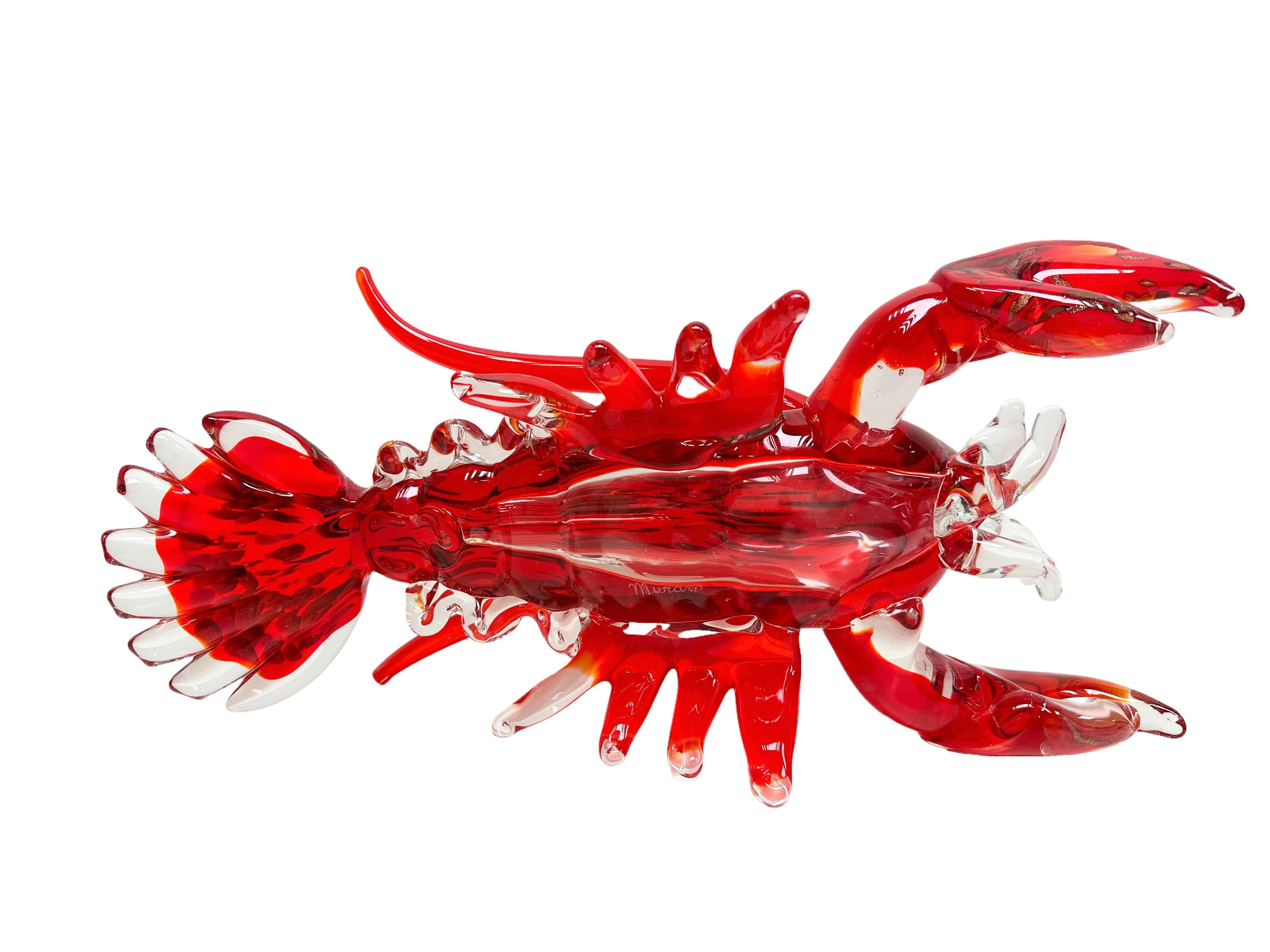 Art Glass Monumental Lobster Sculpture Murano Glass, Vintage, Italy, 1980s For Sale