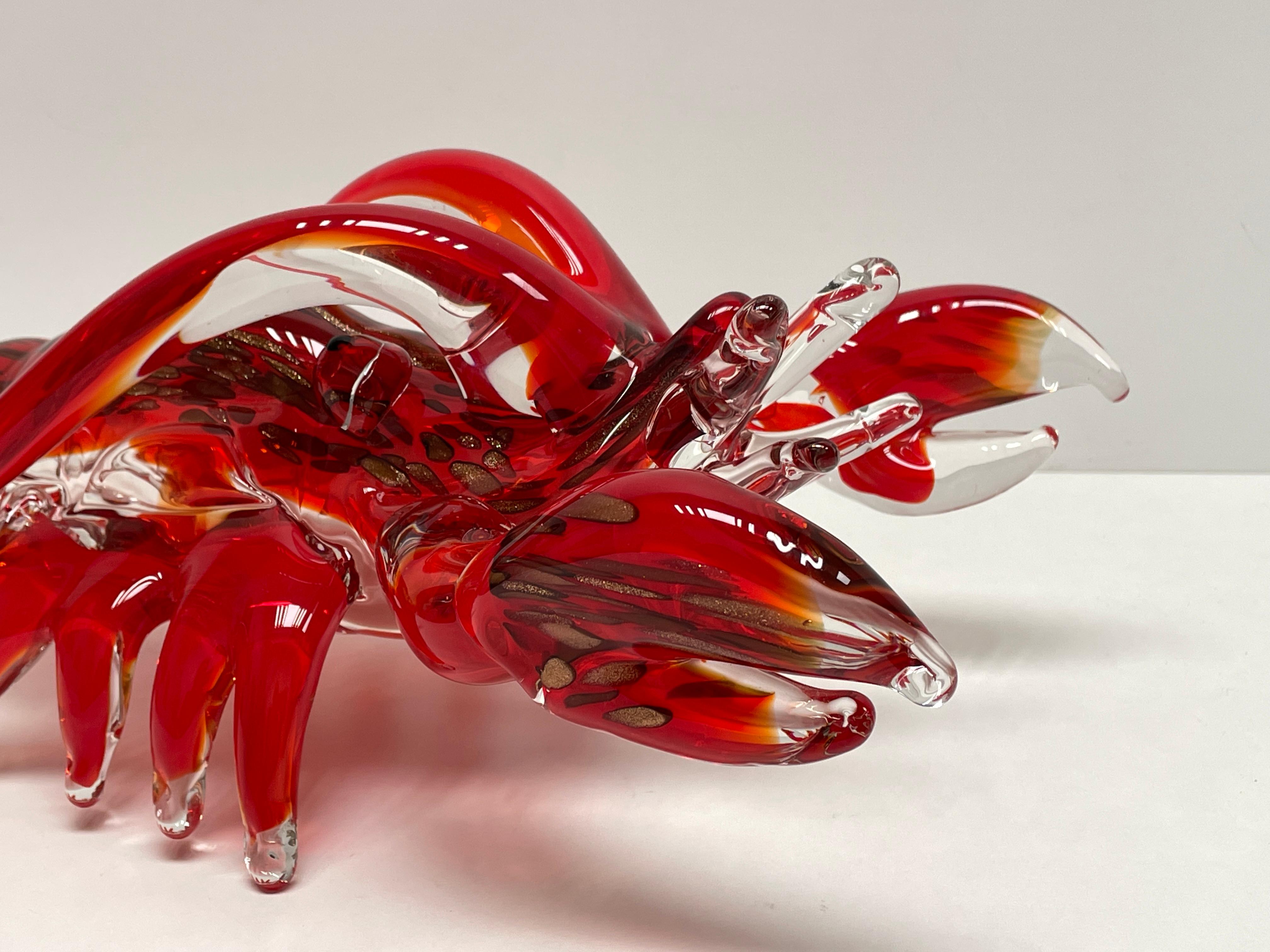 Hand-Crafted Monumental Lobster Sculpture Murano Glass, Vintage, Italy, 1978
