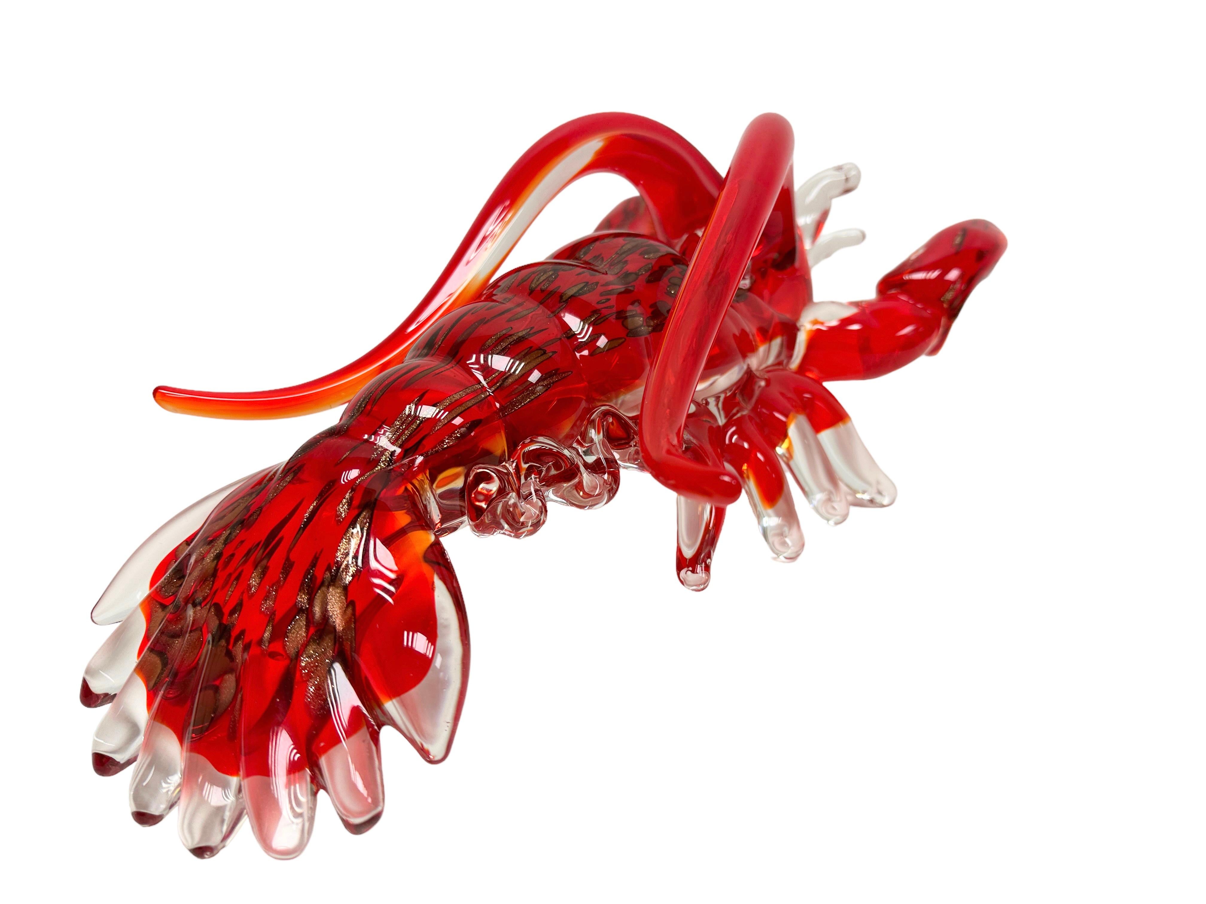 Mid-Century Modern Monumental Lobster Sculpture Murano Glass, Vintage, Italy, 1980s For Sale