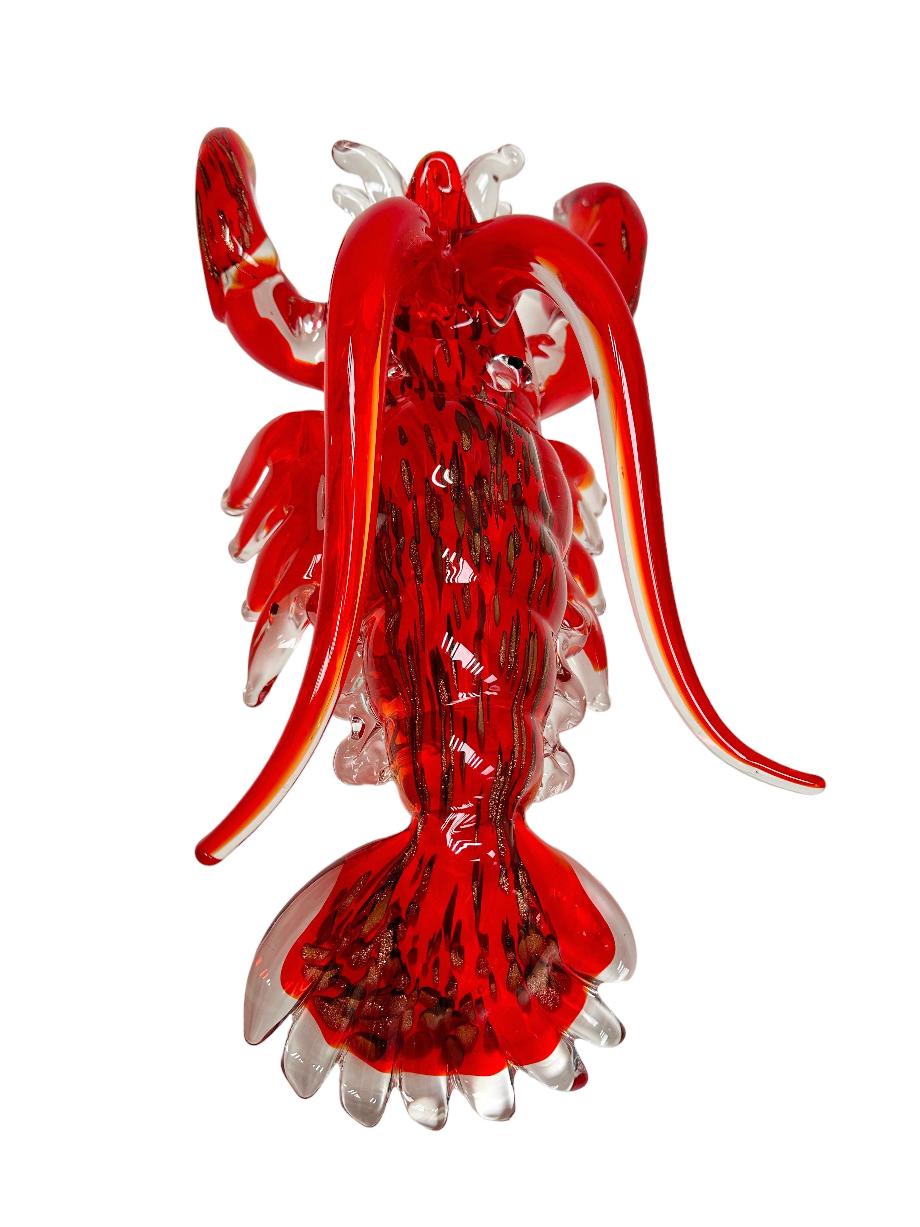 Verre d'art Sculpture monumentale de homard en verre de Murano, Vintage, Italie, années 1980 en vente
