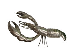 Monumental Lobster Sculpture Nickeled Metal, Vintage, Italy, 1980s