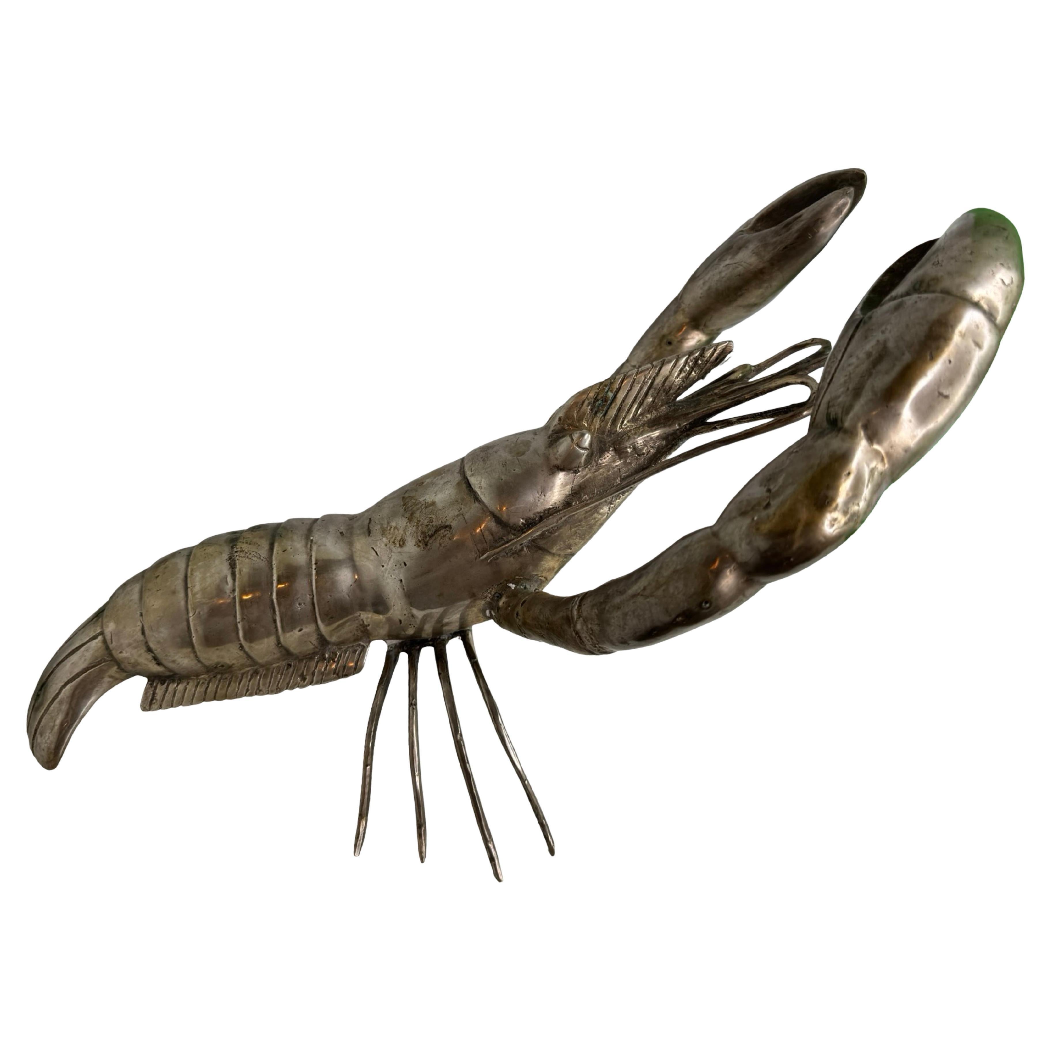 Monumentale Hummer-Skulptur Vernickeltes Metall, Vintage, Italien, 1980er Jahre