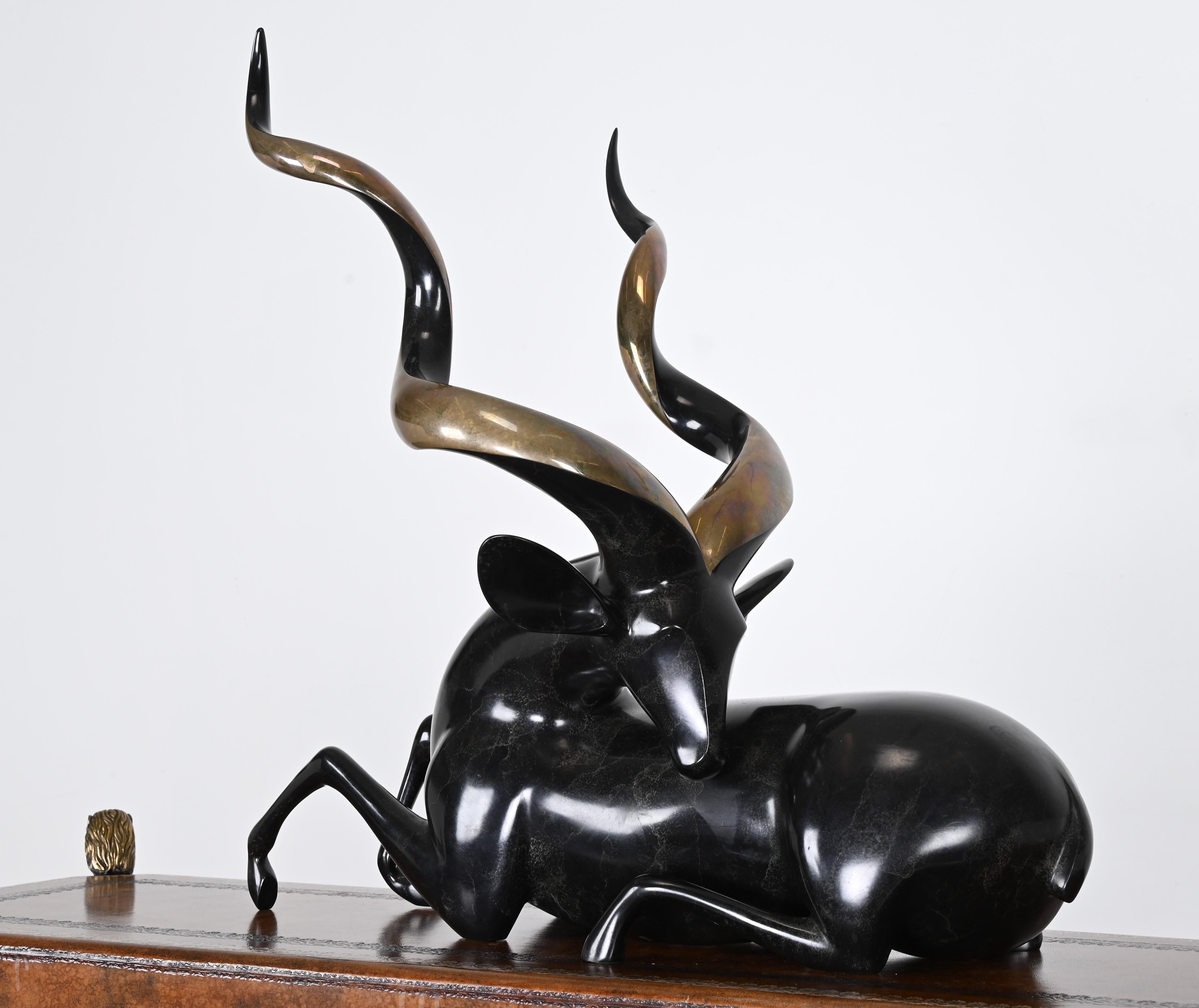 Monumental Loet Vanderveen Kudu Ram Sculpture, 1980s 4