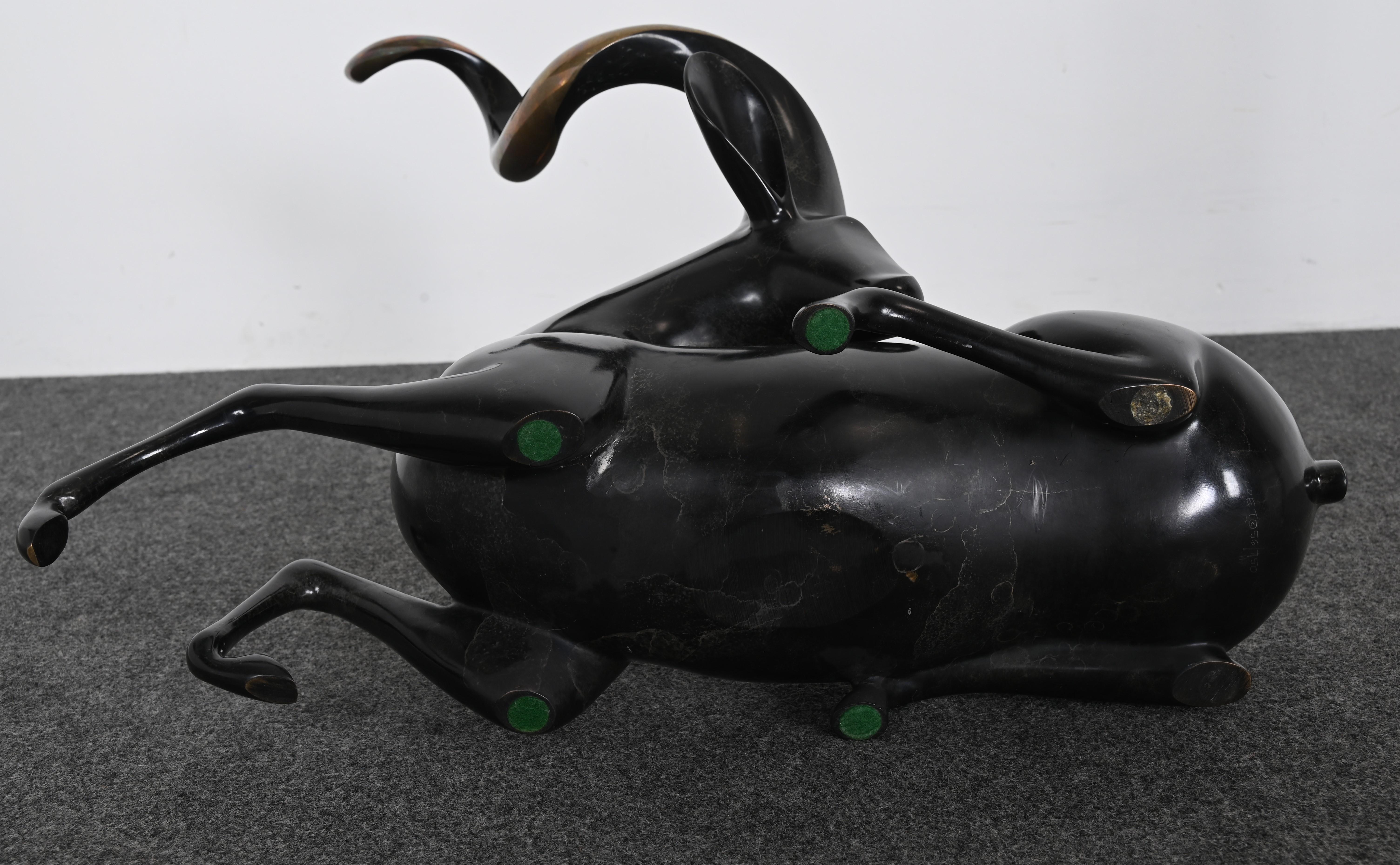 Monumental Loet Vanderveen Kudu Ram Sculpture, 1980s 6