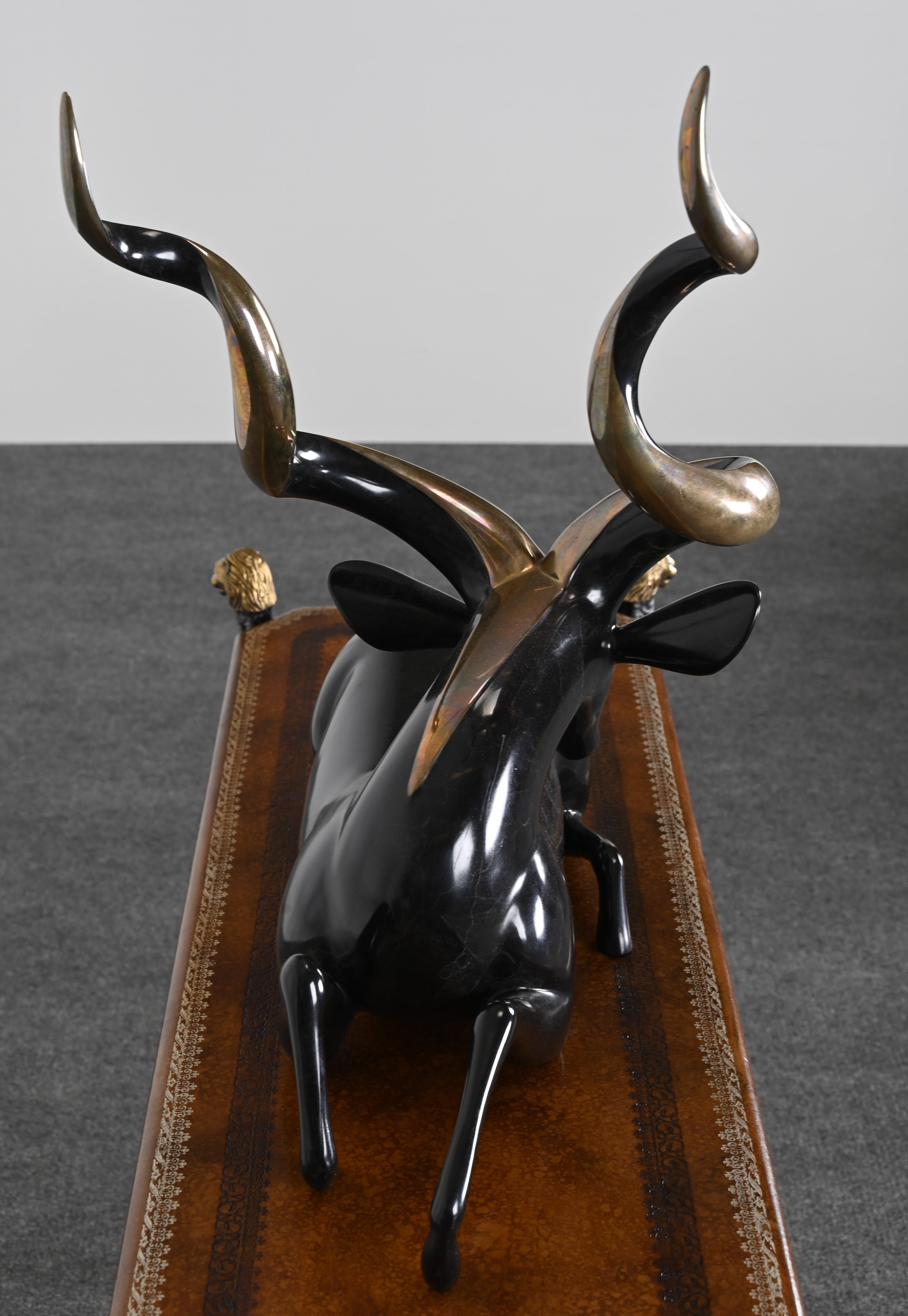 Late 20th Century Monumental Loet Vanderveen Kudu Ram Sculpture, 1980s