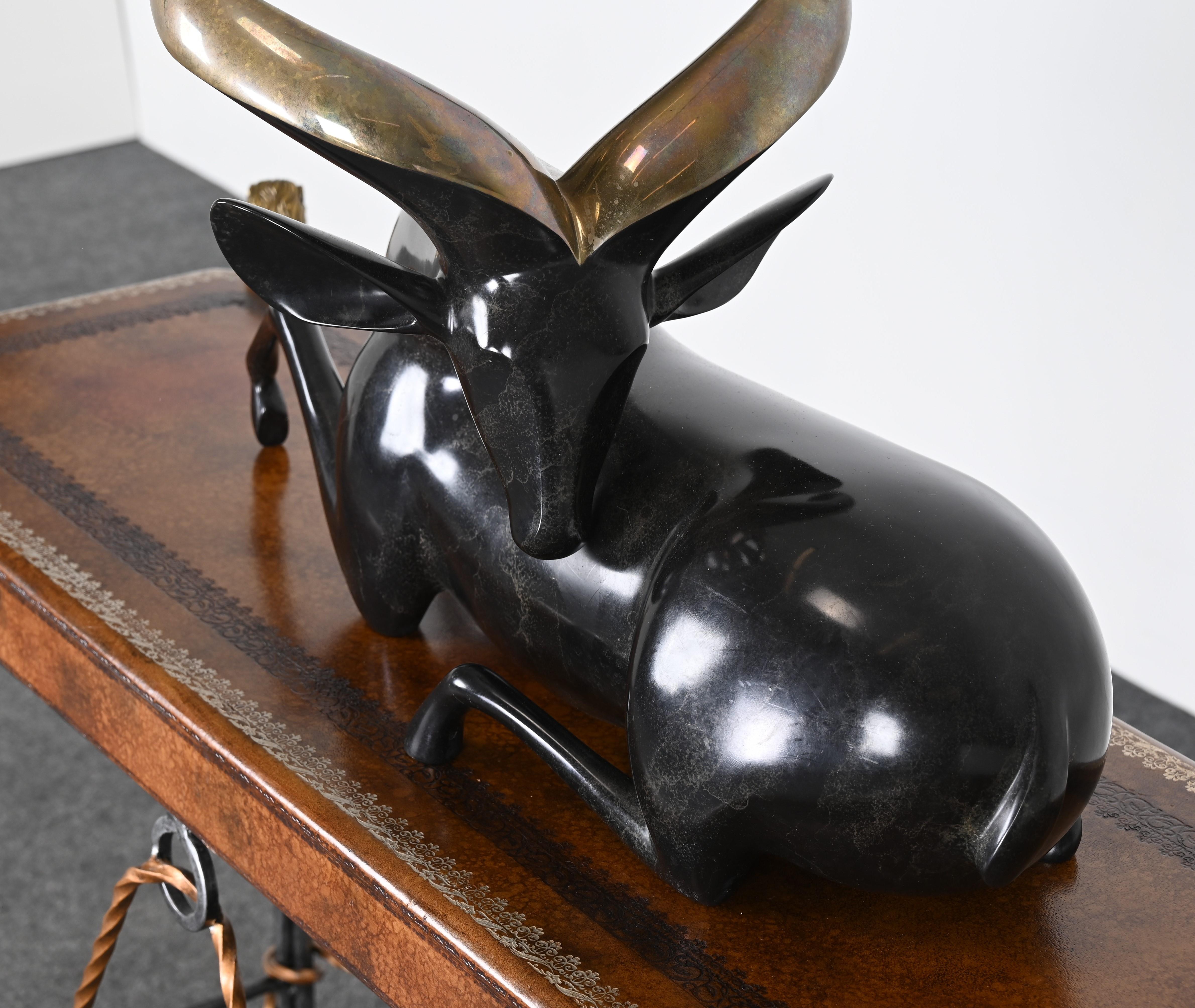 Monumental Loet Vanderveen Kudu Ram Sculpture, 1980s 2