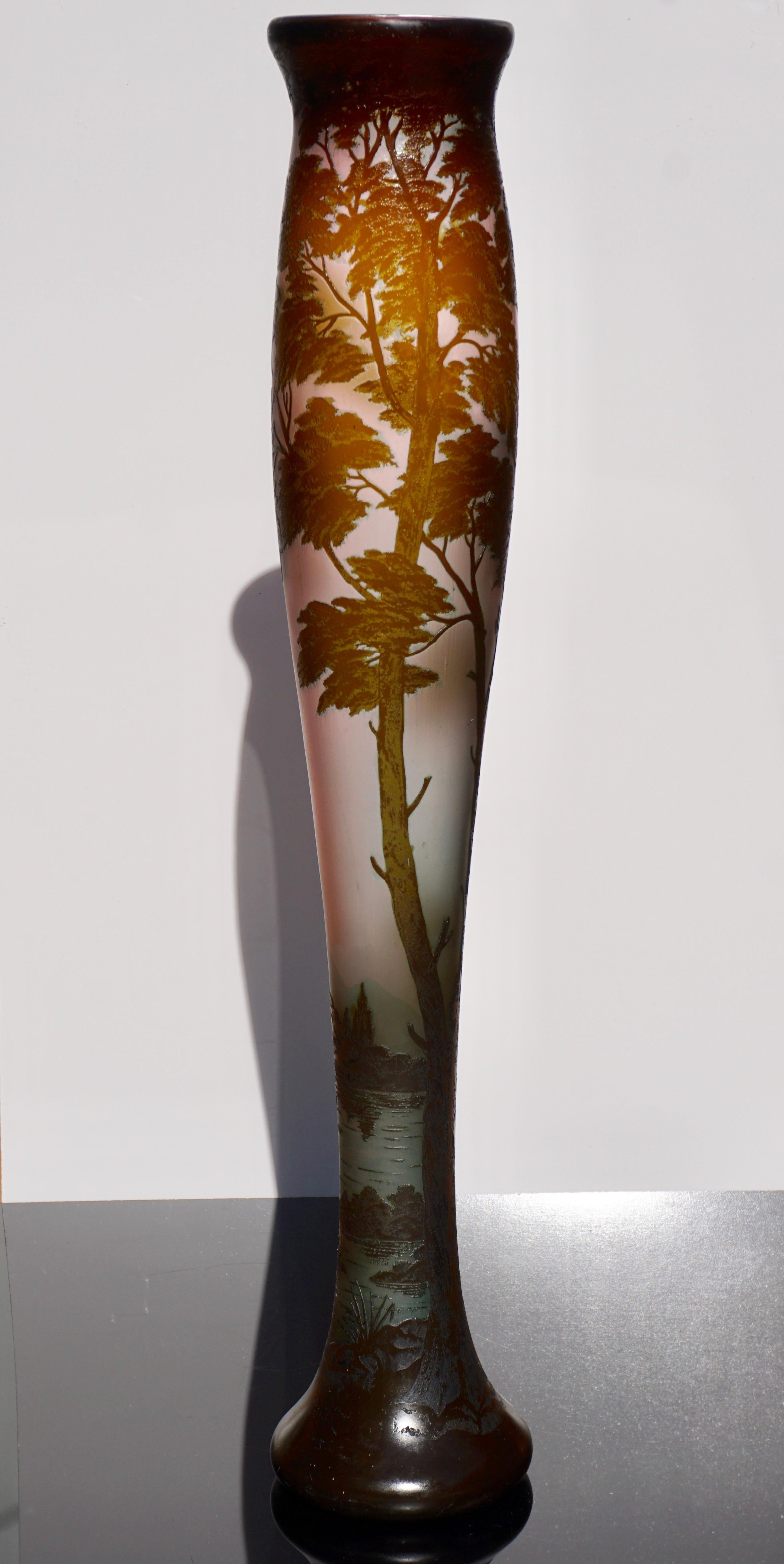 Art Glass Monumental 32” Loetz Richard Art Nouveau Cameo Glass Vase