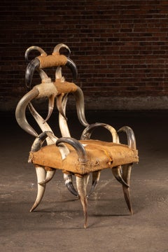 Sedia a trono monumentale con corna di longhorn