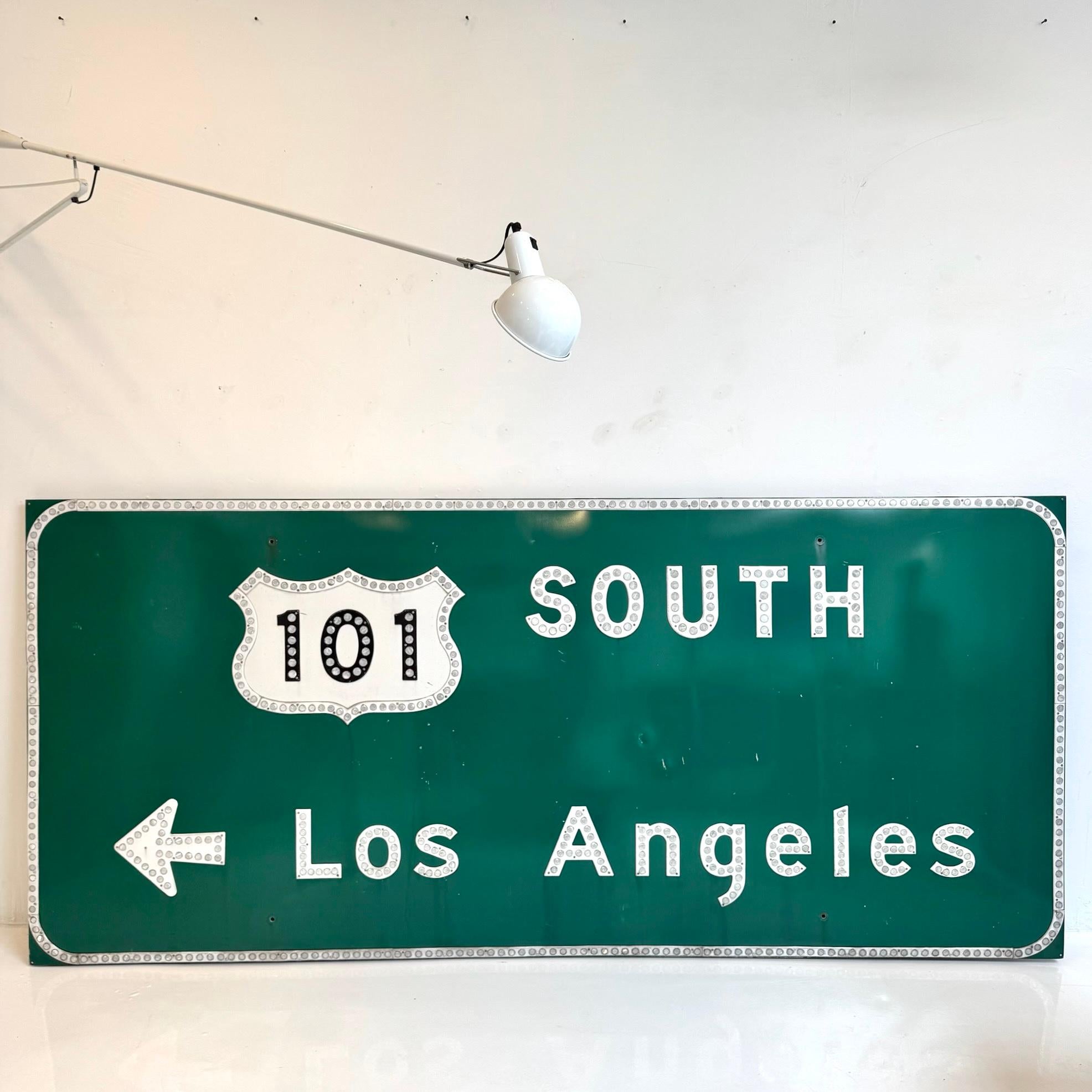 Cool Los Angeles freeway sign retired from the 101 freeway. Made in the the 1980s. This freeway takes you north/ south along the entire west coast of the United States from San Diego to the northern most part of Washington state. It runs through