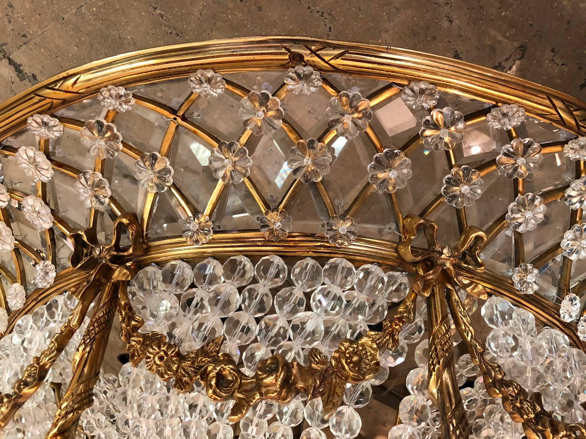 Louis XVI Monumental Louis Seize Style Round Wall Ceiling Lamp or Plafoniere