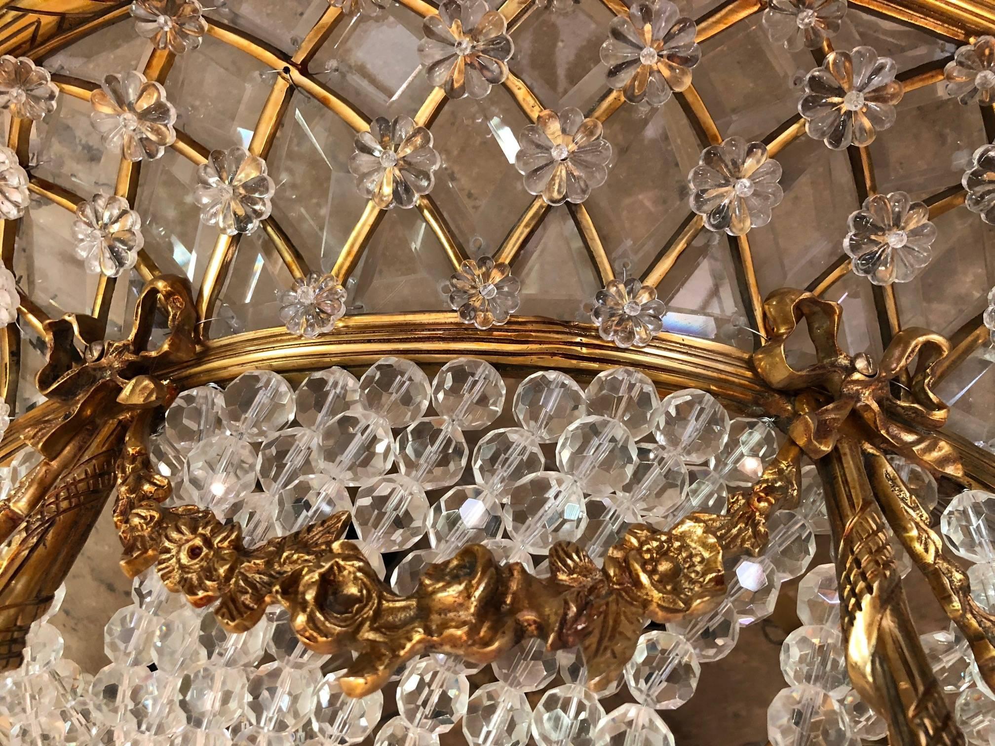 French Monumental Louis Seize Style Round Wall Ceiling Lamp or Plafoniere