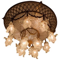 Vintage Monumental Louis Seize Style Round Wall Ceiling Lamp or Plafoniere