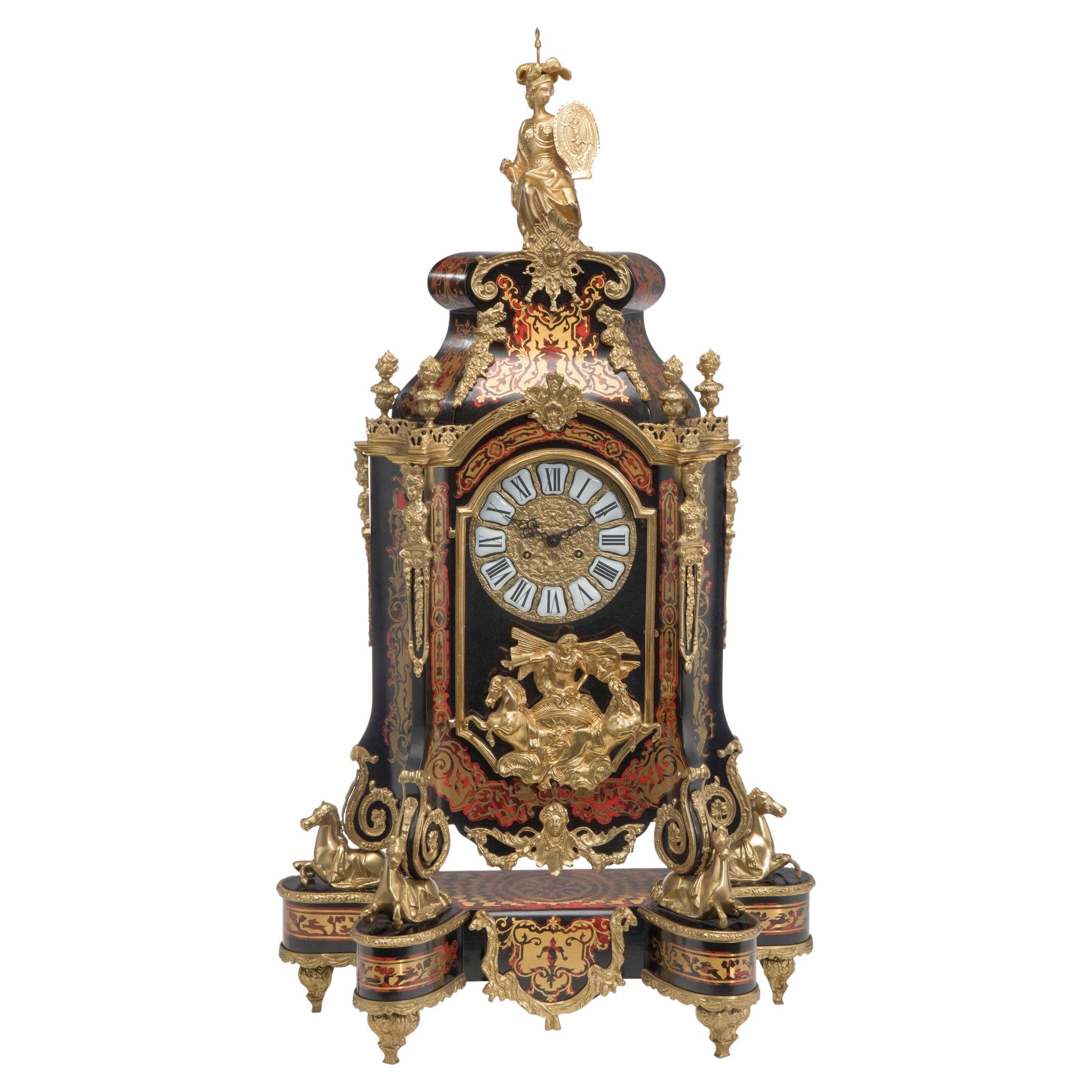 Monumental Louis XIV Boulle Style Mantel Clock 