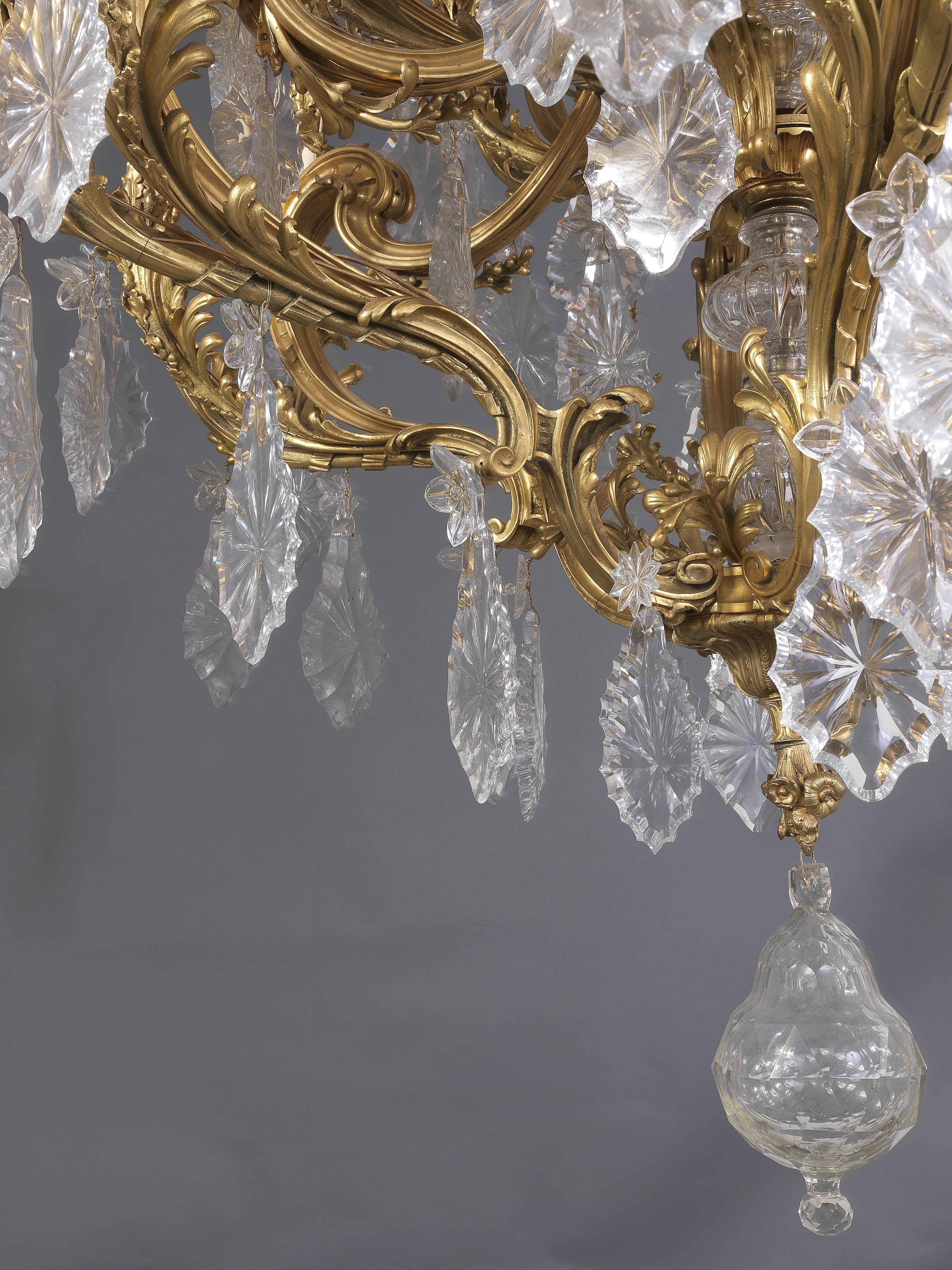 Cut Glass Monumental Louis XV Style Cut-Glass Forty-Eight Light Chandelier, circa 1885 For Sale