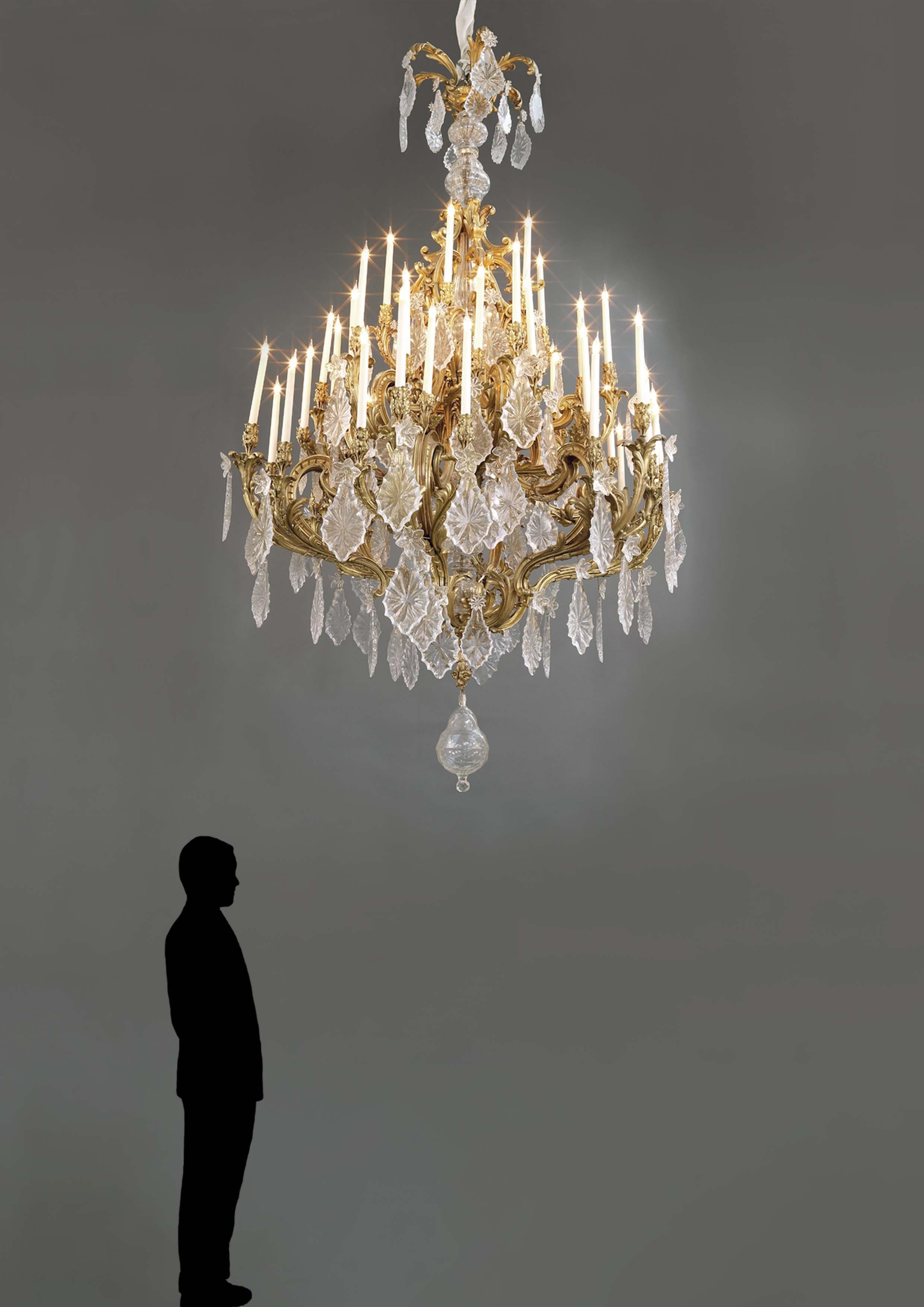 Monumental Louis XV Style Cut-Glass Forty-Eight Light Chandelier, circa 1885 For Sale 1