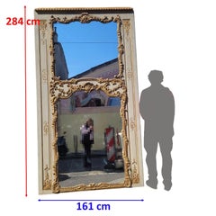 Monumental Louis XV-style Trumeau Mirror, 19th Century