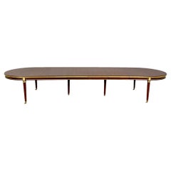 Mesa de comedor monumental Luis XVI Hollywood Regency, 15 pies, montada en bronce