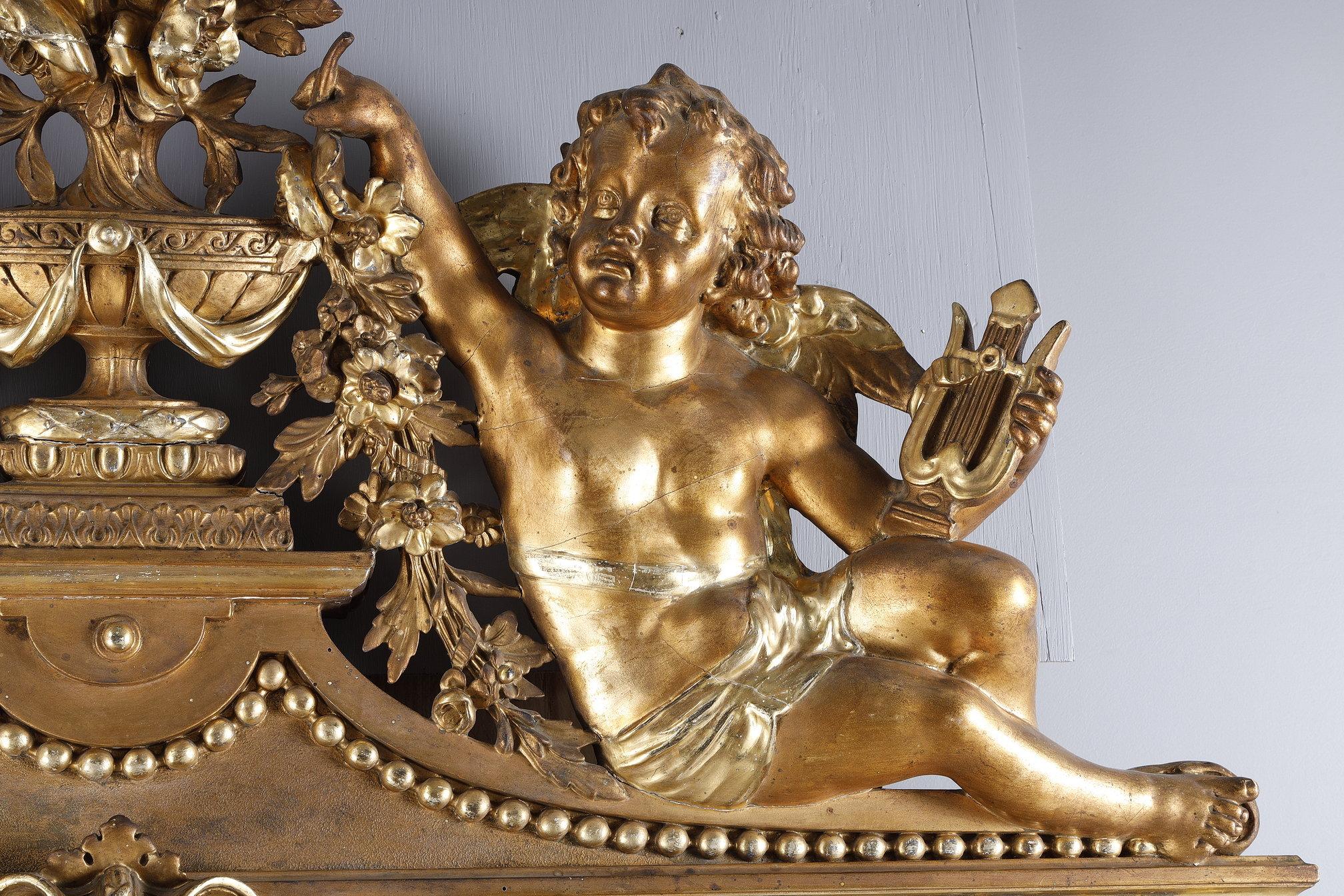 Monumental Louis XVI mirror, from the Napoleon III period For Sale 4