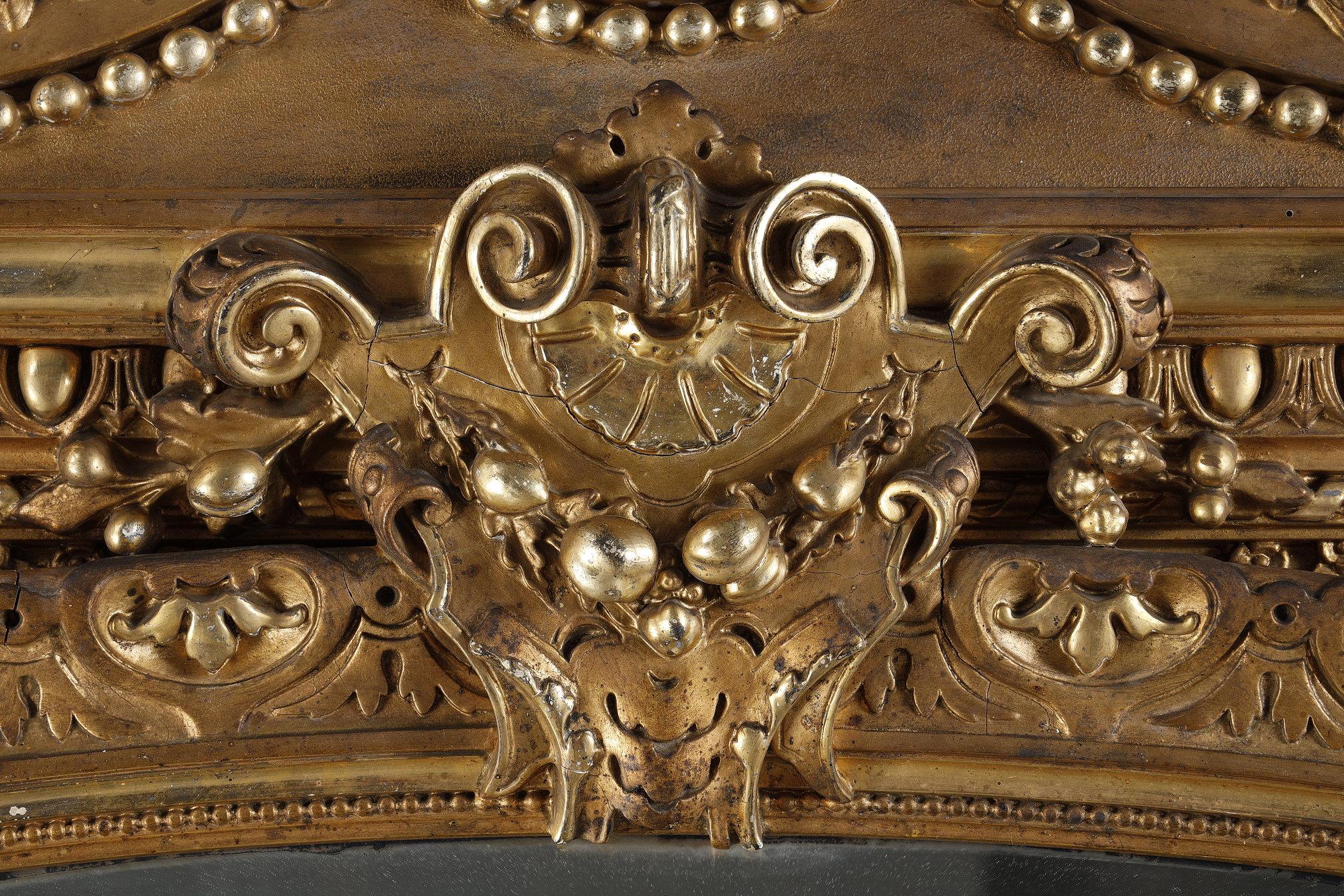 Monumental Louis XVI mirror, from the Napoleon III period For Sale 5