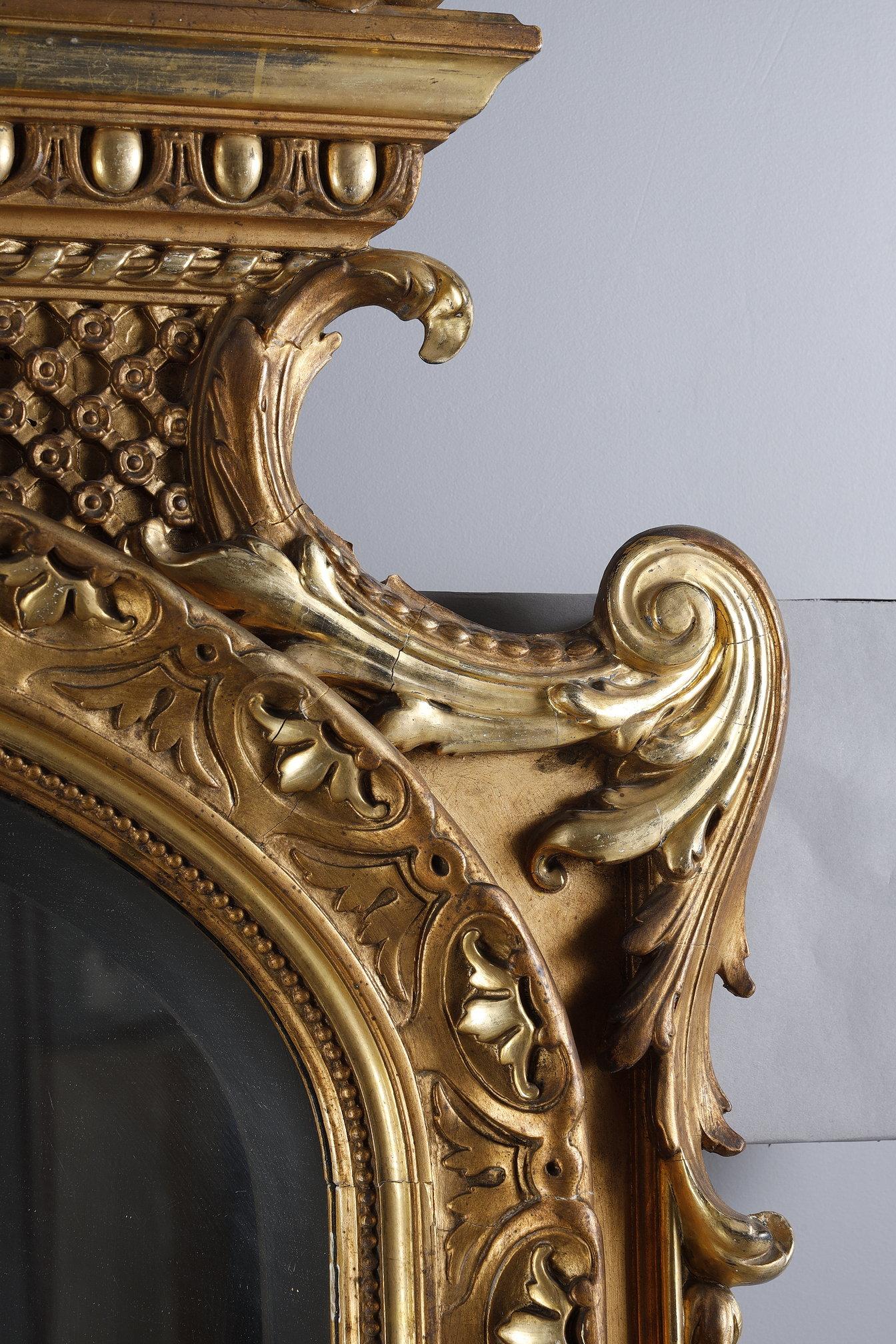 Monumental Louis XVI mirror, from the Napoleon III period For Sale 6