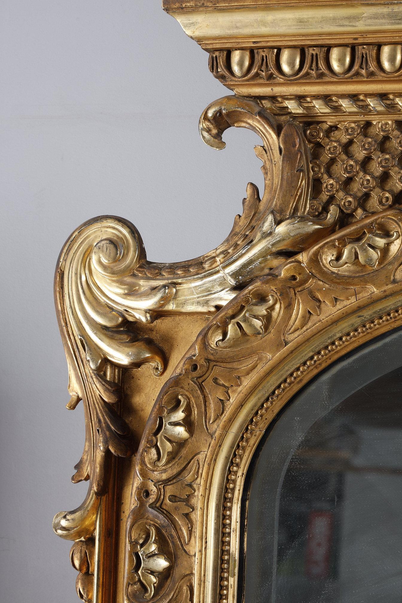 Monumental Louis XVI mirror, from the Napoleon III period For Sale 7