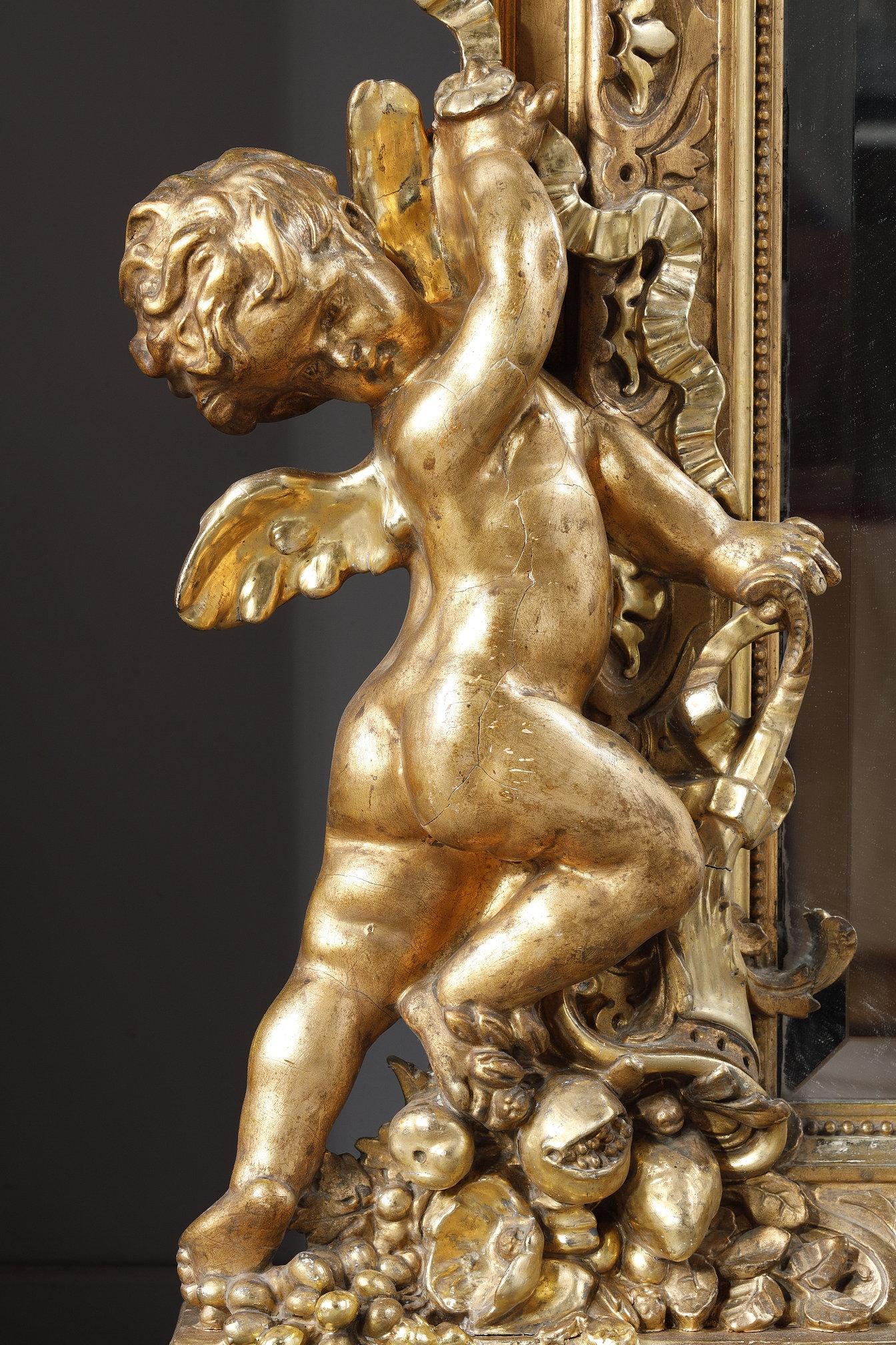 Monumental Louis XVI mirror, from the Napoleon III period For Sale 10