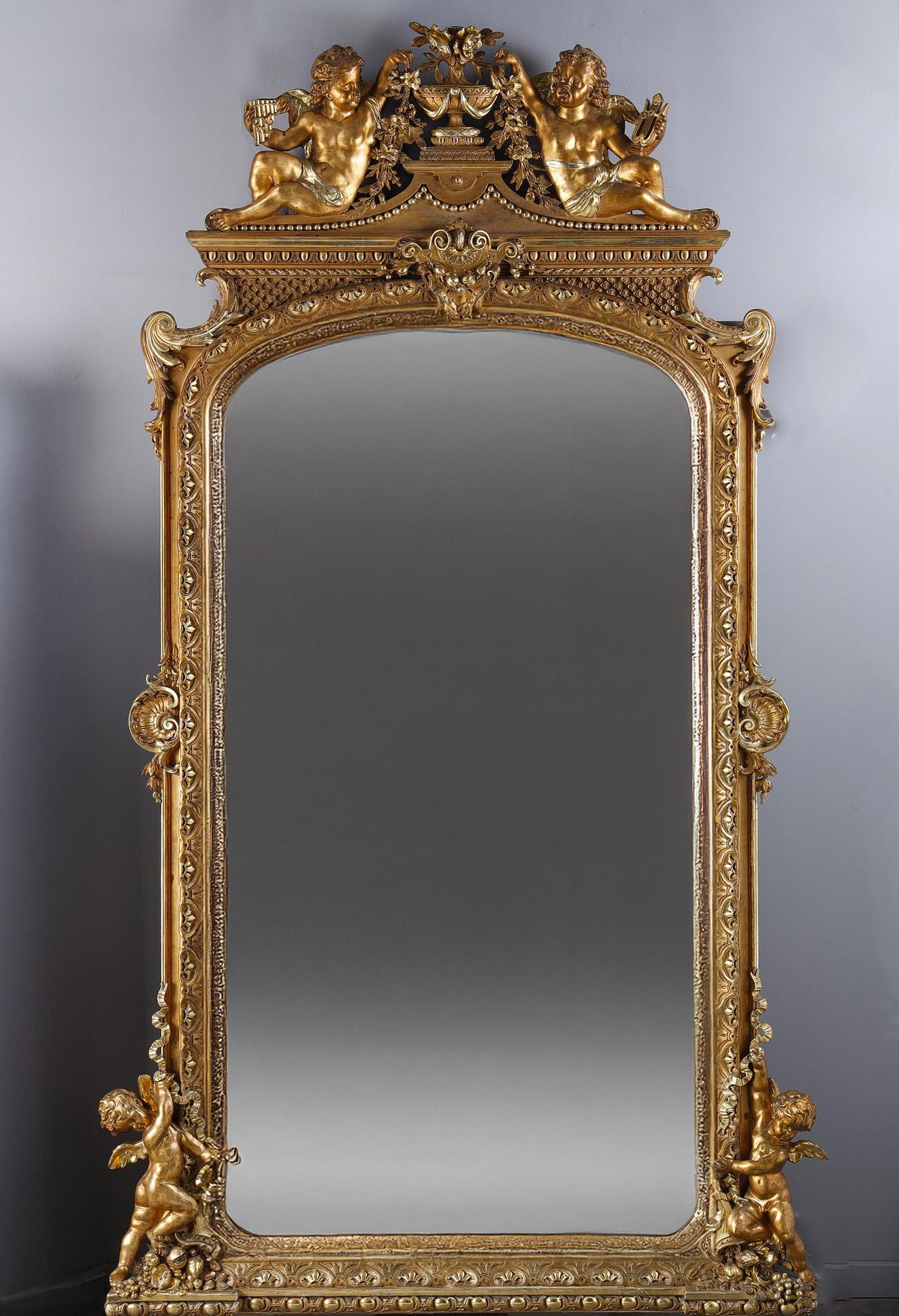 French Monumental Louis XVI mirror, from the Napoleon III period For Sale