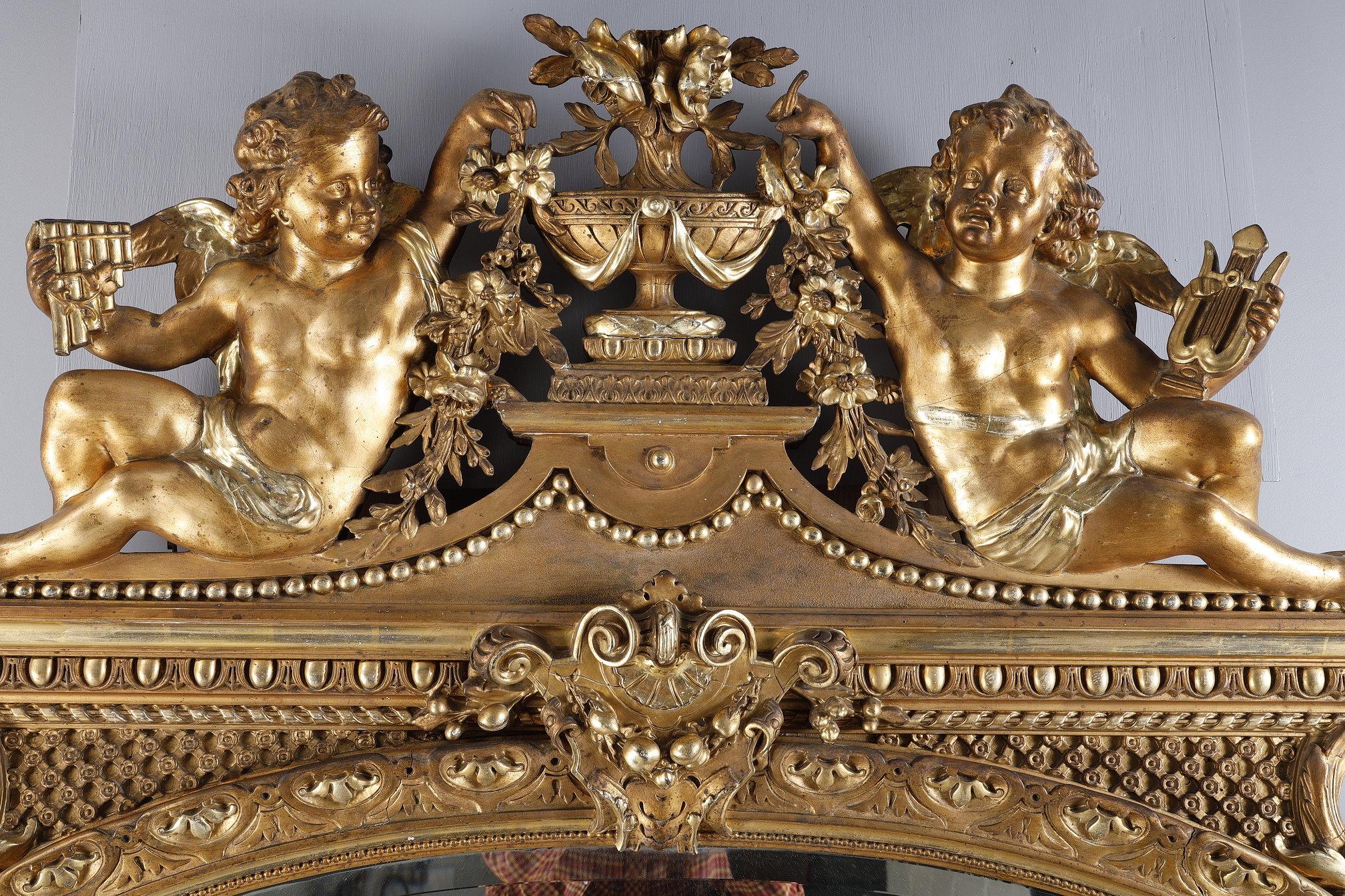 Late 19th Century Monumental Louis XVI mirror, from the Napoleon III period For Sale