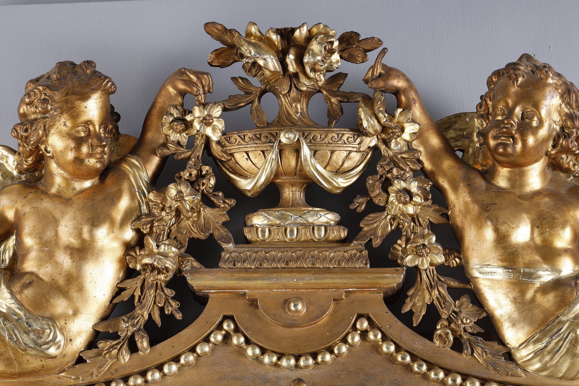 Giltwood Monumental Louis XVI mirror, from the Napoleon III period For Sale