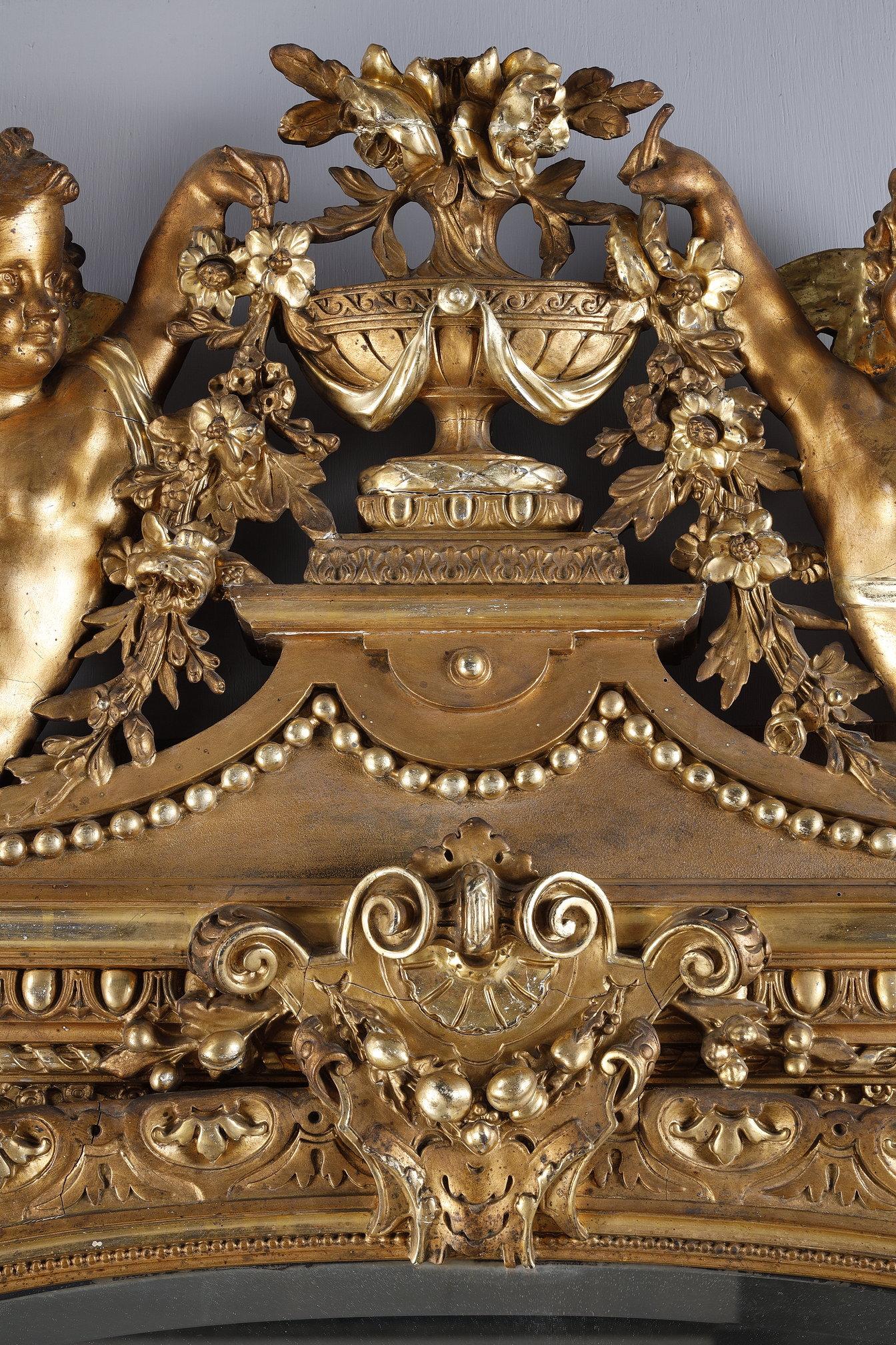 Monumental Louis XVI mirror, from the Napoleon III period For Sale 1