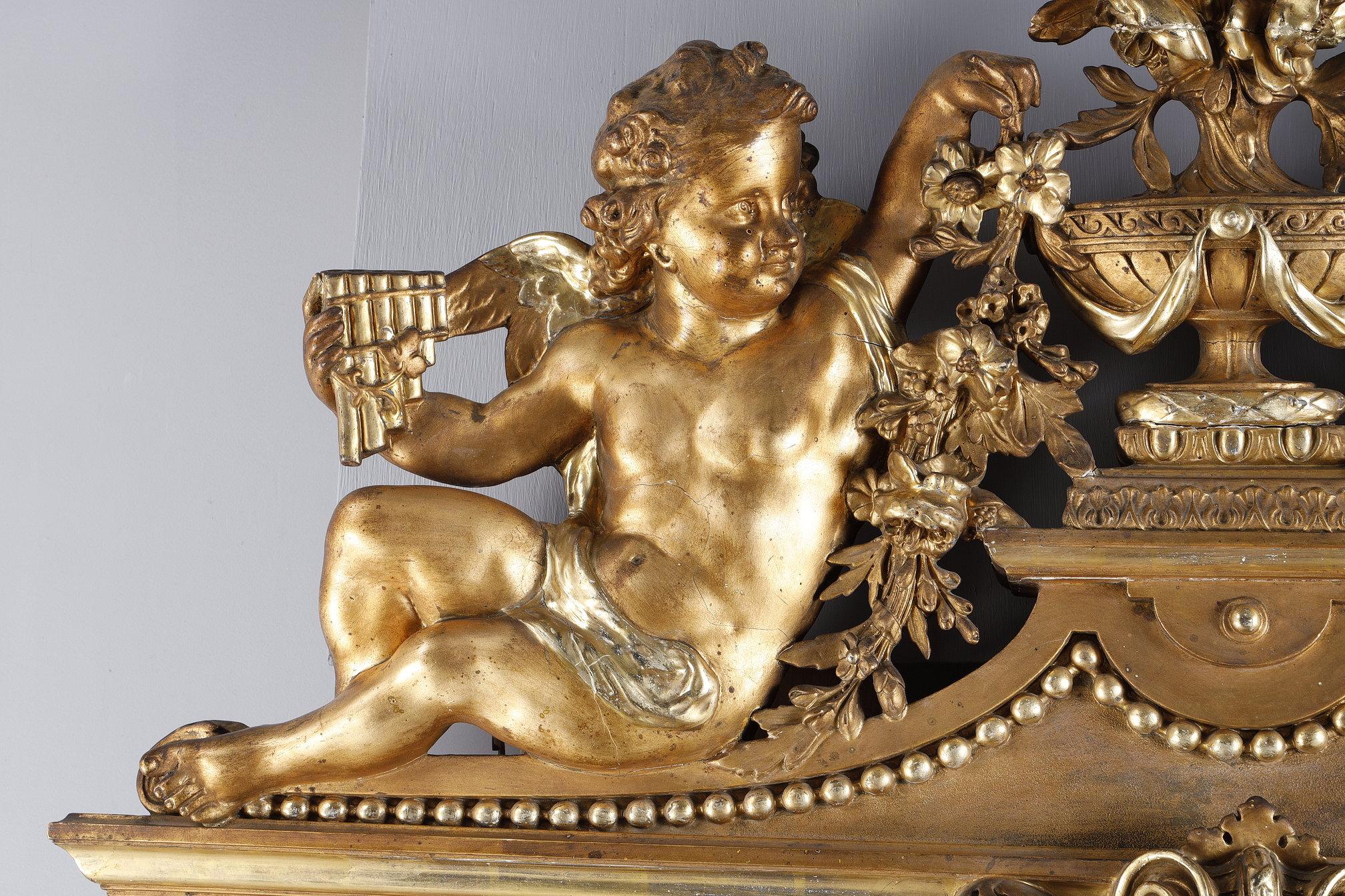 Monumental Louis XVI mirror, from the Napoleon III period For Sale 3