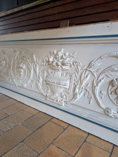 Monumental Louis XVI Style Decorative Wall Panel with Floral Urn and Scrollwork