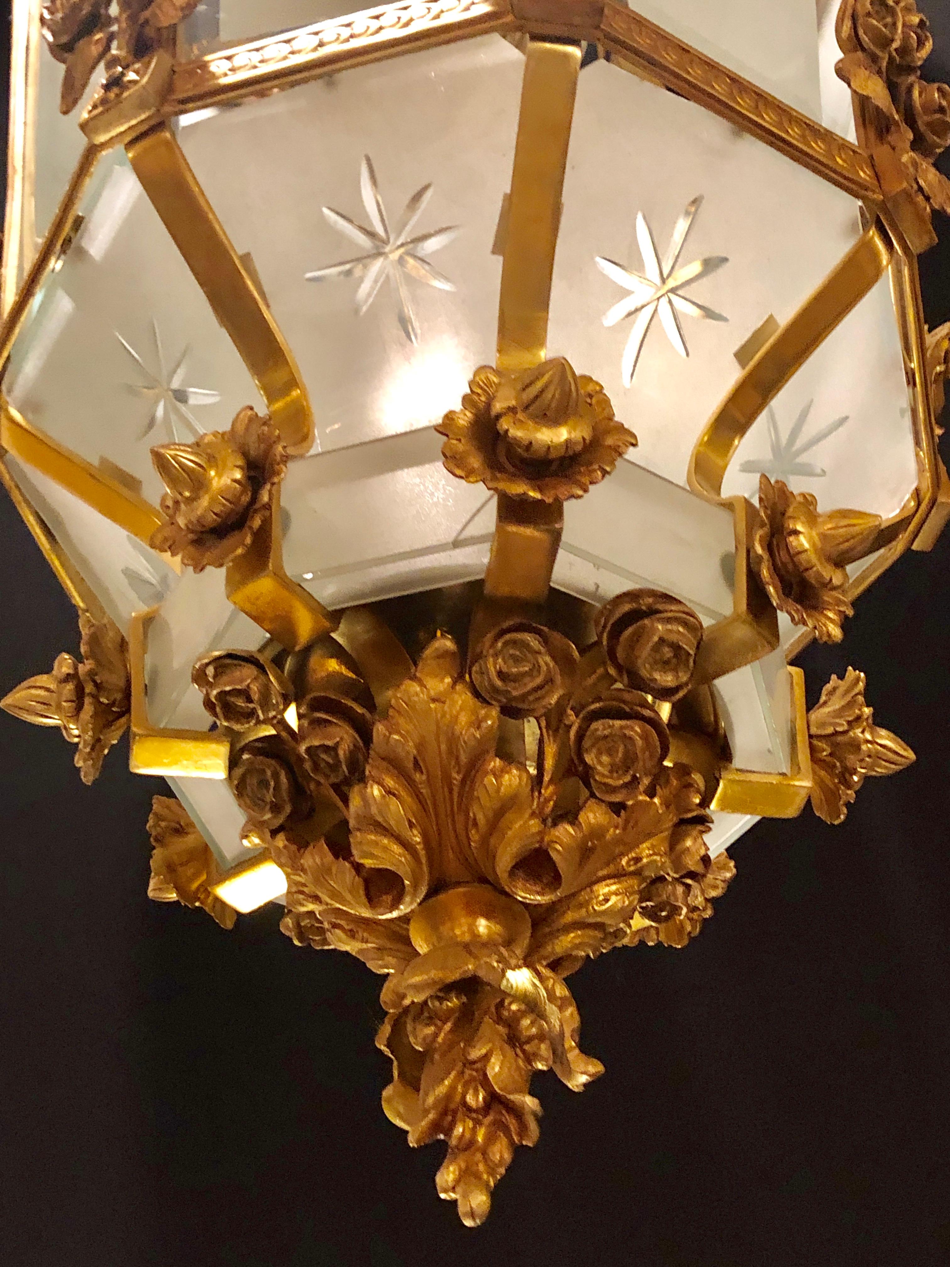 Monumental Louis XVI Style Dore Bronze Large Rams Head Lantern For Sale 7