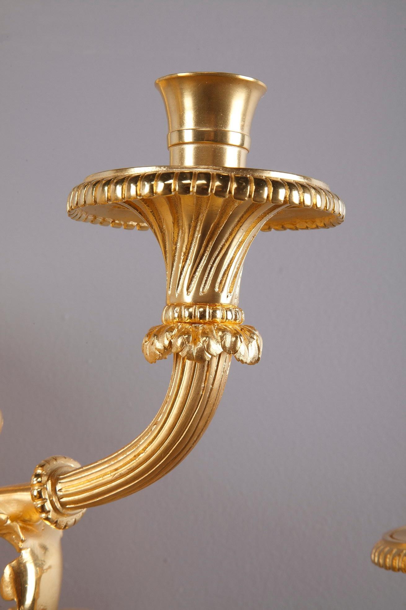 Monumental Louis XVI Style Wall Sconces after Thomire For Sale 3