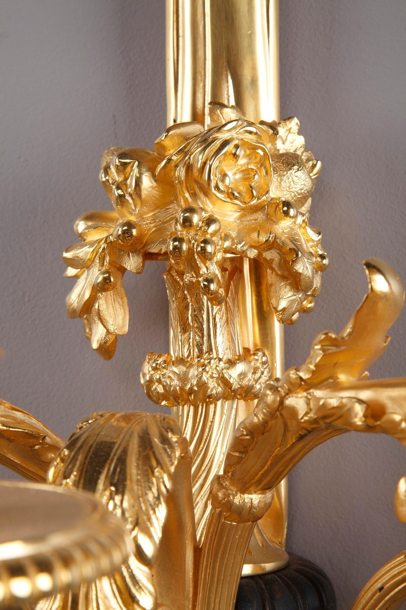 Monumental Louis XVI Style Wall Sconces after Thomire For Sale 4