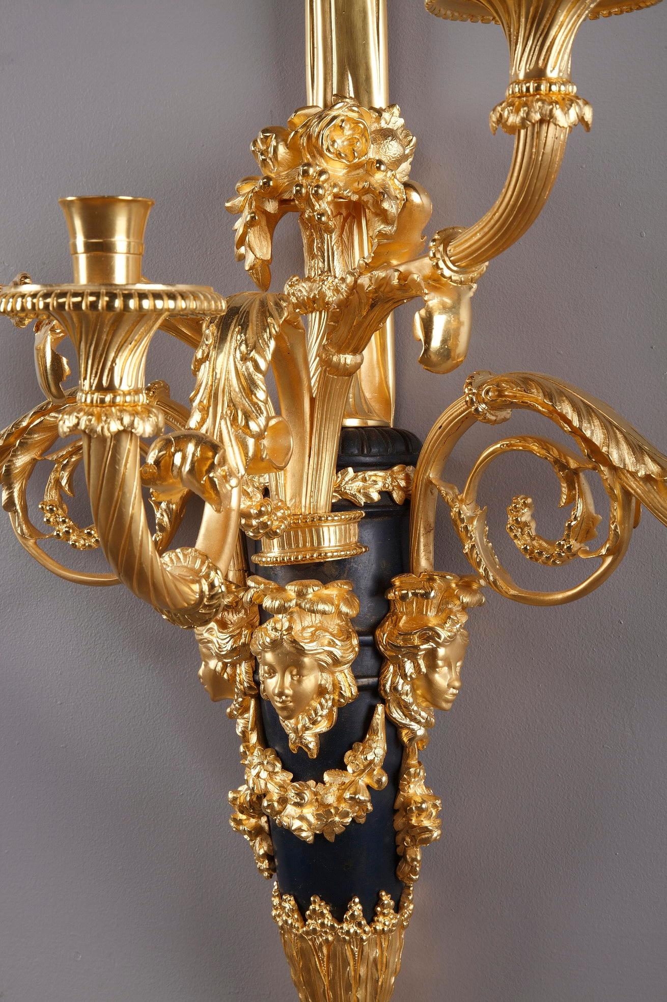 Monumental Louis XVI Style Wall Sconces after Thomire For Sale 5
