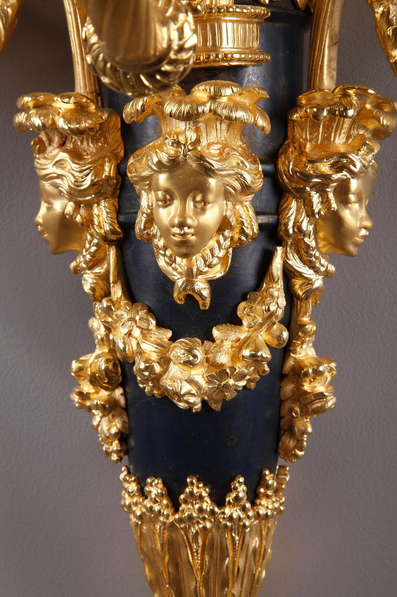 Monumental Louis XVI Style Wall Sconces after Thomire For Sale 7
