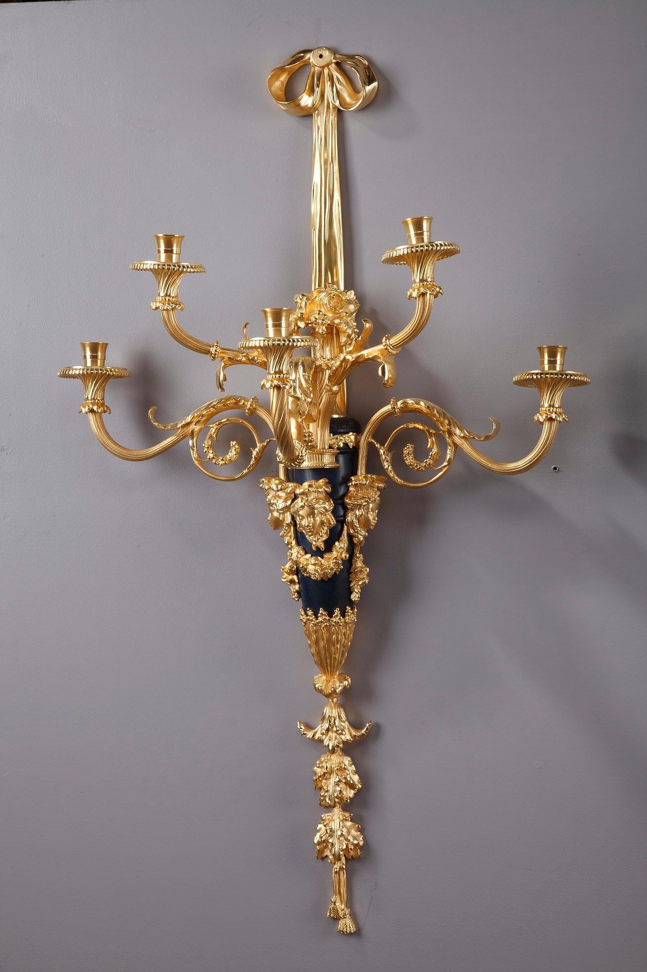 Monumental Louis XVI Style Wall Sconces after Thomire For Sale 12