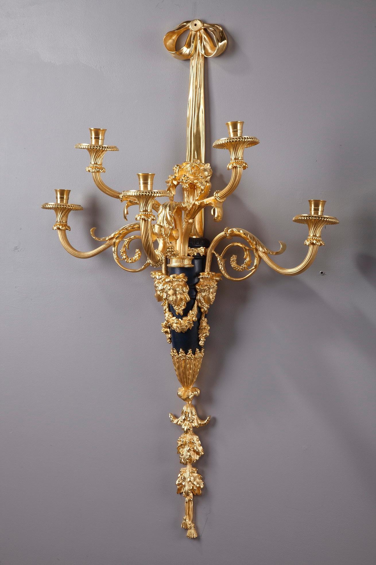 Monumental Louis XVI Style Wall Sconces after Thomire For Sale 13