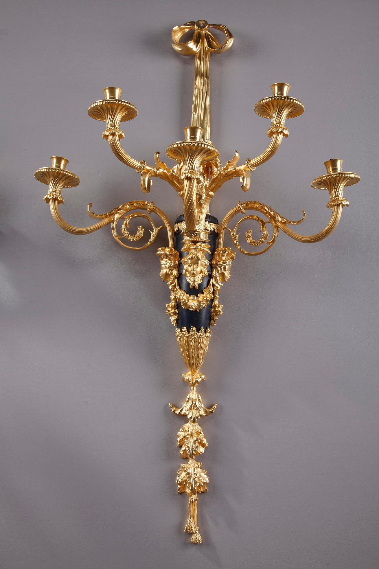 French Monumental Louis XVI Style Wall Sconces after Thomire For Sale