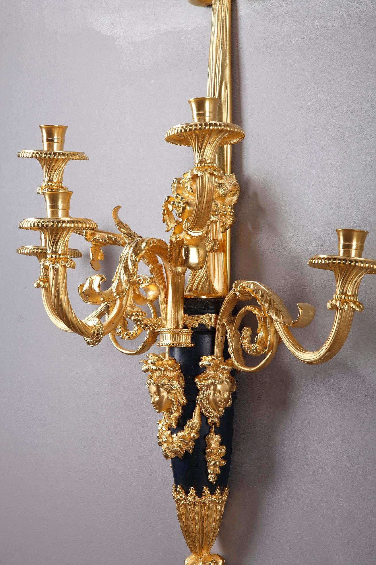 Late 19th Century Monumental Louis XVI Style Wall Sconces after Thomire For Sale
